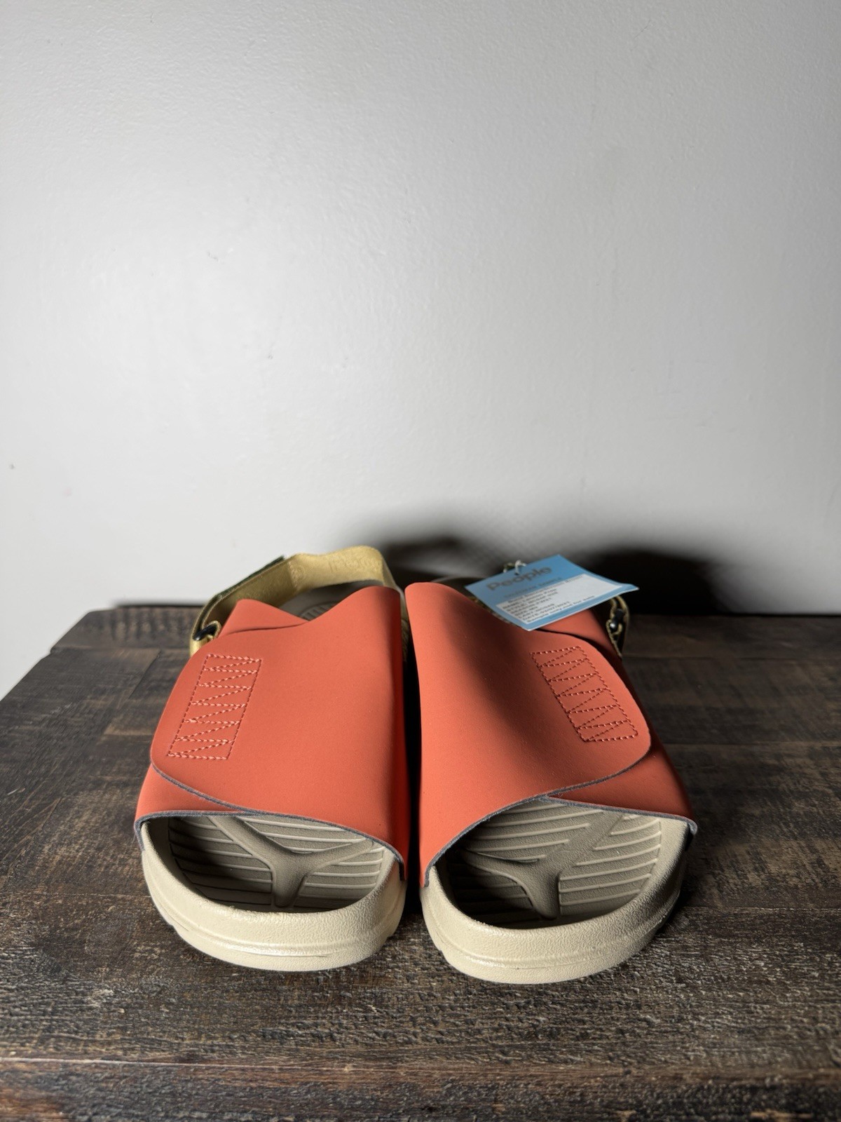 People Orange Beige Slide Sandals Women’s Hook & Loop Straps Casual