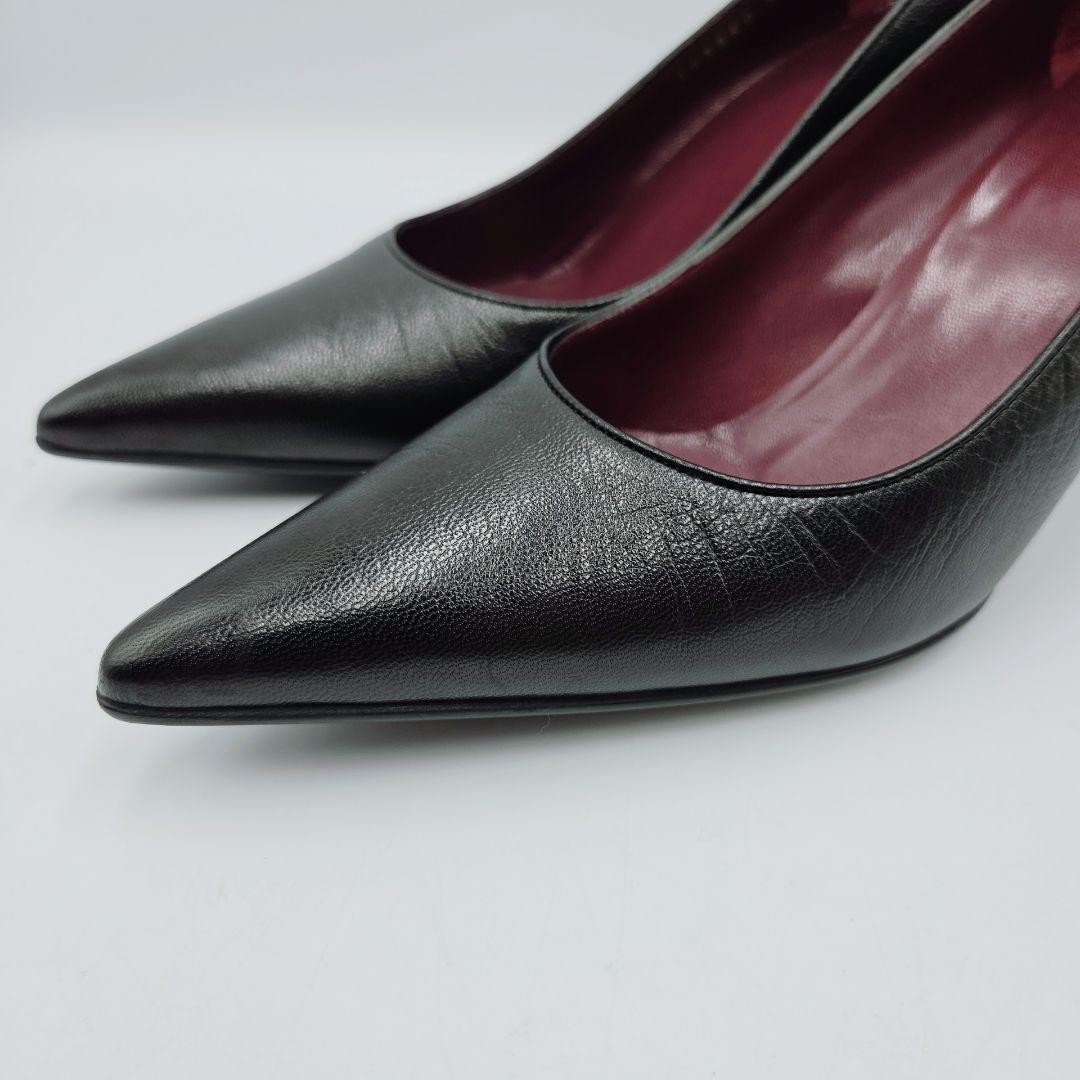 GUCCI Pointed Toe Pumps Size 36.5 Black Leather Elegant Design