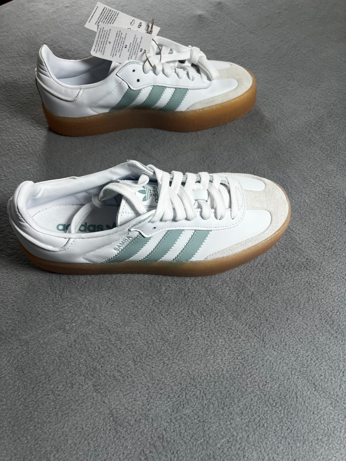 ADIDAS Samba womens 8.5 WHITE mint Gum sneakers Retro Terrace sport shoes JP5609