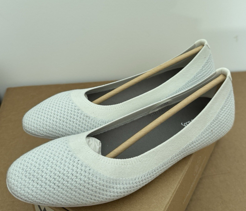 NEW ALLBIRDS TREE BREEZER BLIZZARD WHITE BALLET FLATS SHOES SLIP WOMENS SIZE 9