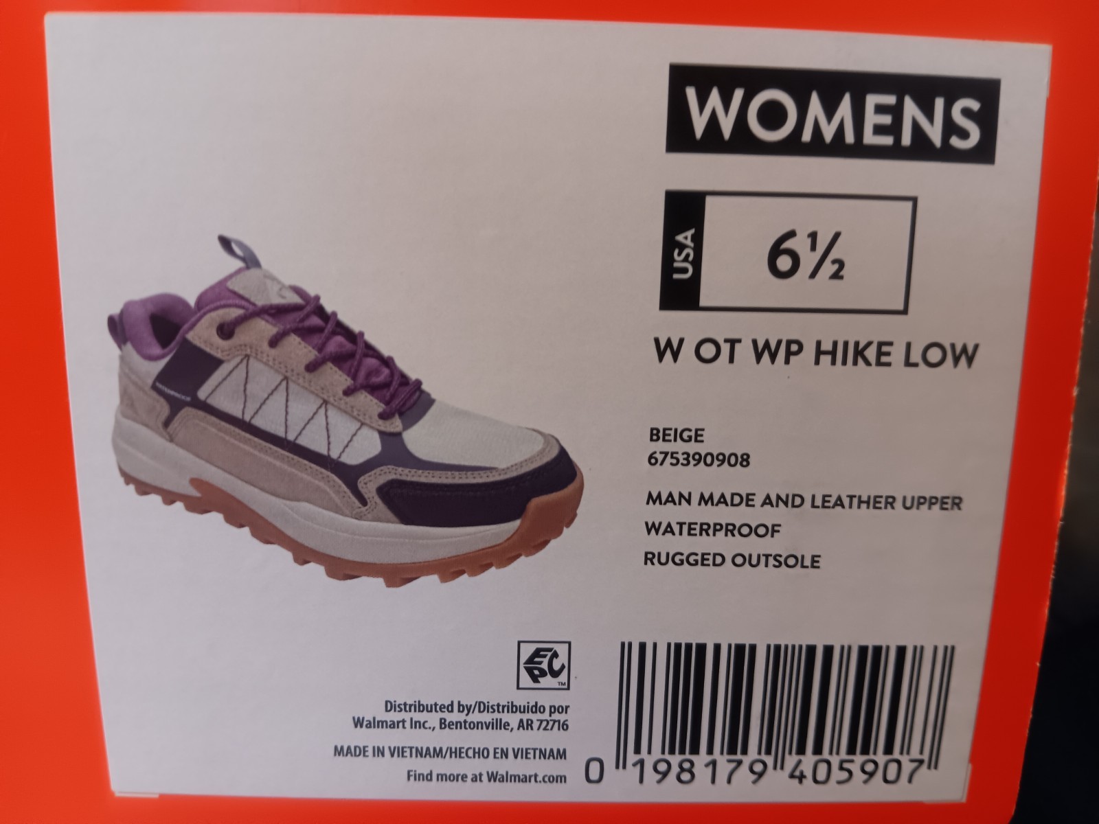 Ozark Trail Waterproof Hiking Sneaker Shoes W OT WP HIKE LOW Beige Size 6 12