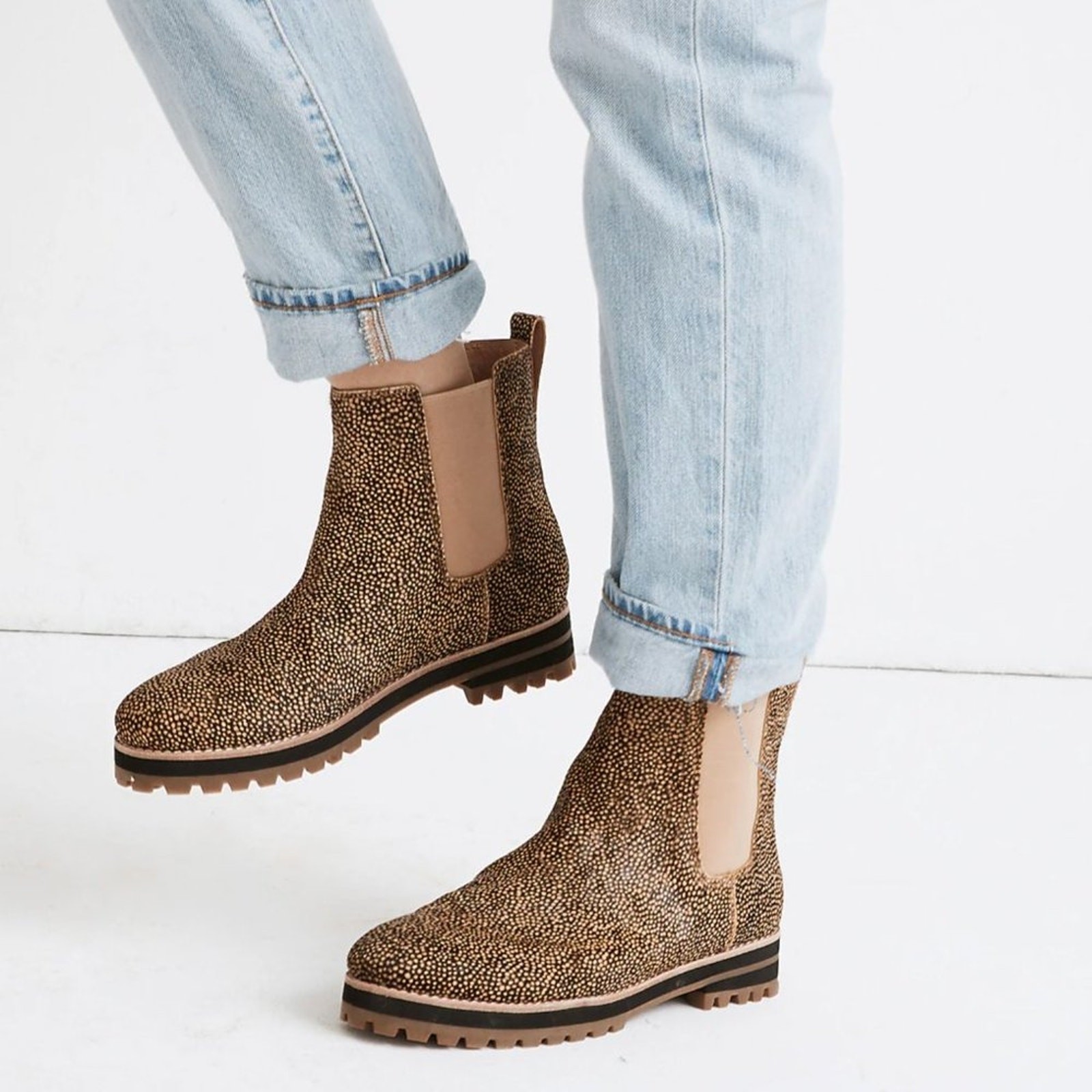 Madewell The Ivy Chelsea Boot in Mini Dot Calf Hair Size 7