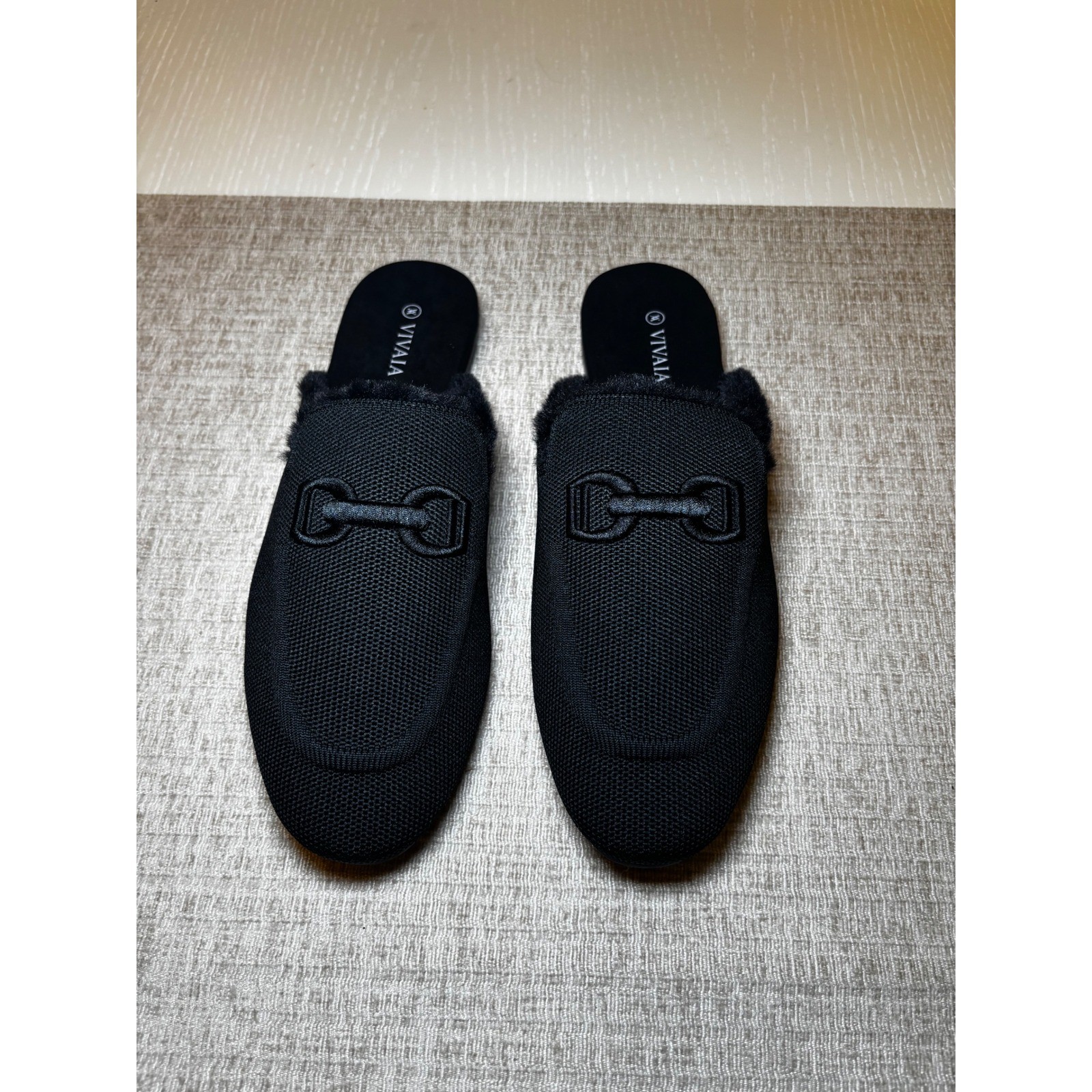 VIVAIA Round-Toe Fluffy Patterned Mules (Erica) EU 39 / US 8