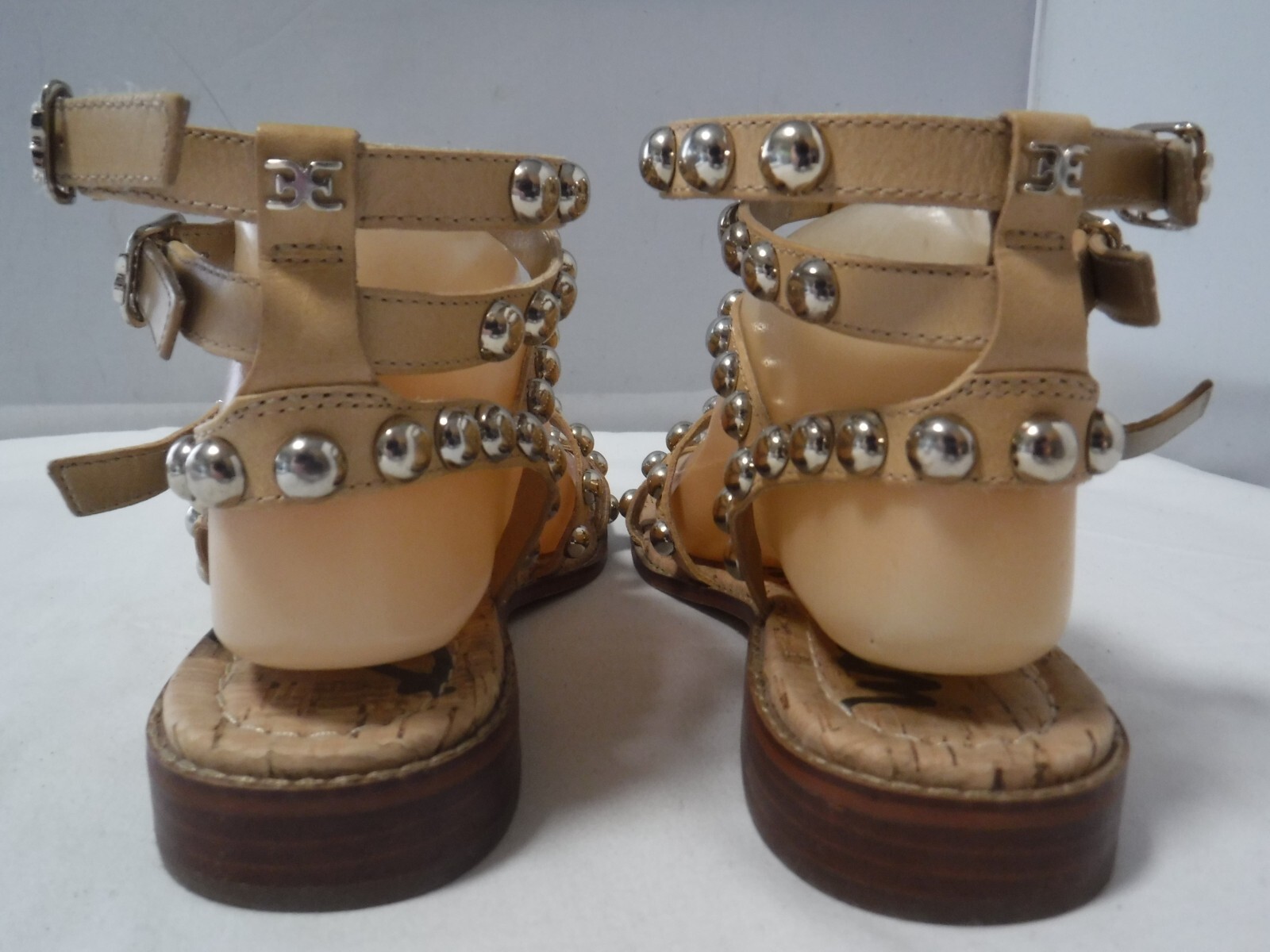 PF2 Sam Edelman Eavan Tan Nude Gold Studded Strappy Thong Sandals Sz 7 M Women’s