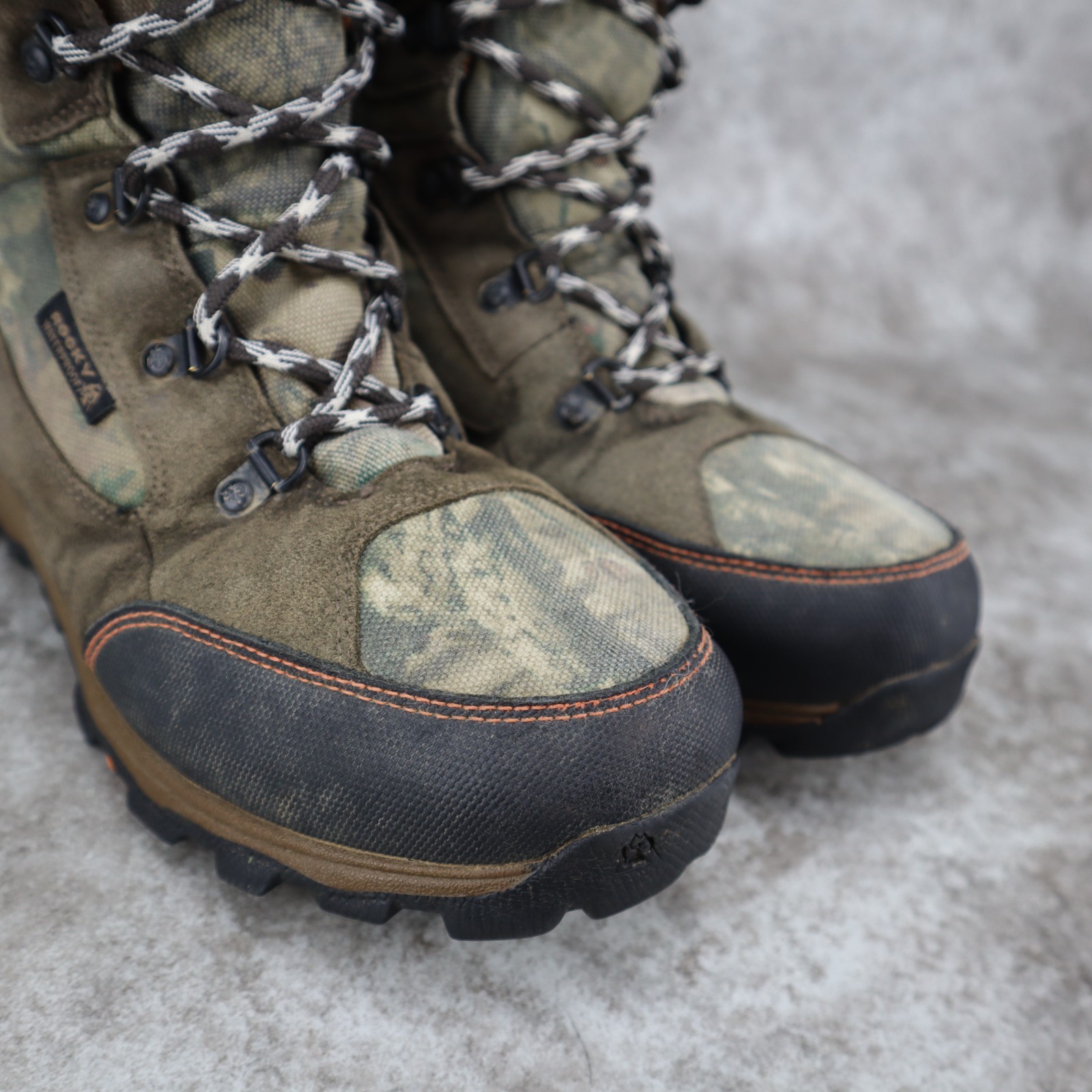 Rocky Ram Hunting Boots Waterproof Brown Leather Camo 800g R0044 Kids Size 5.5 M