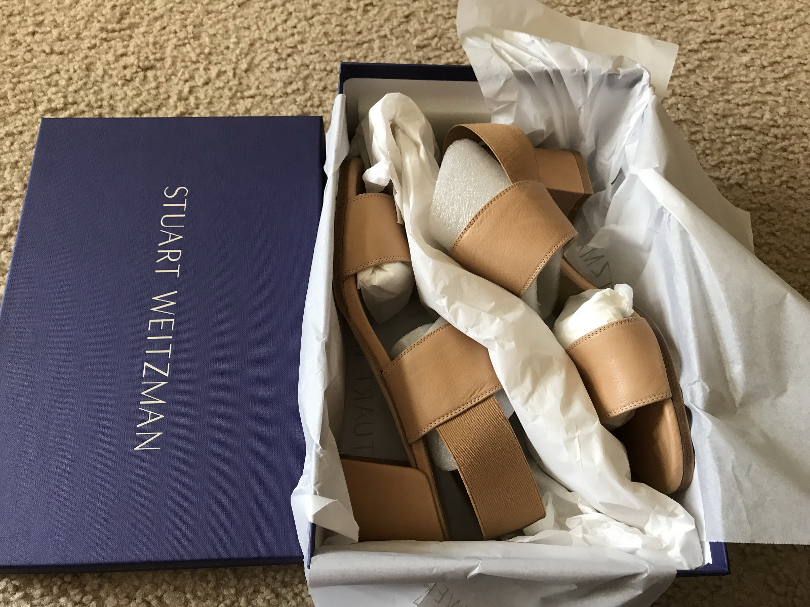 NIB Stuart Weitzman Access block heel Sandal PECAN CALF 6 7 7.5 8