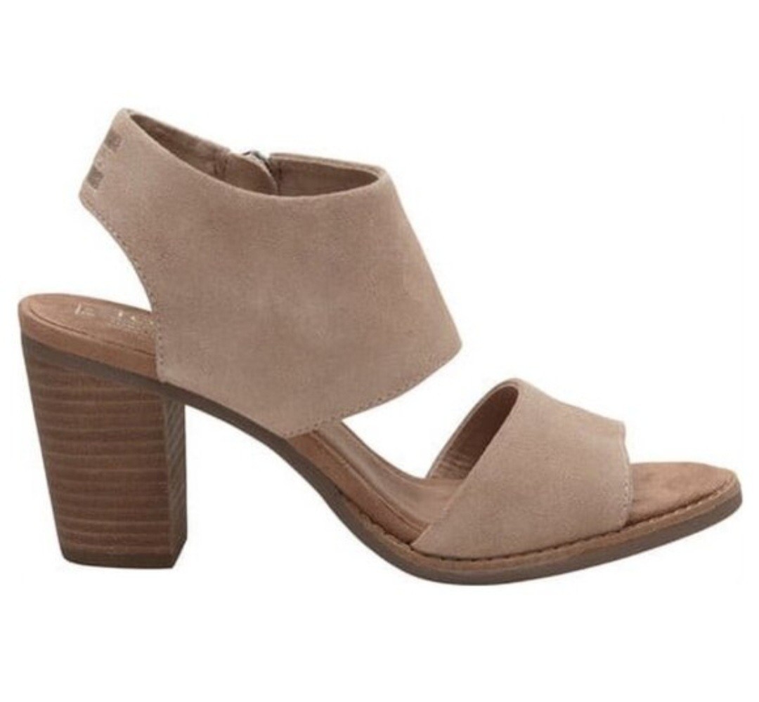 TOMS Majorca Cut Out Tan Block Heel Sandals Sz. 10