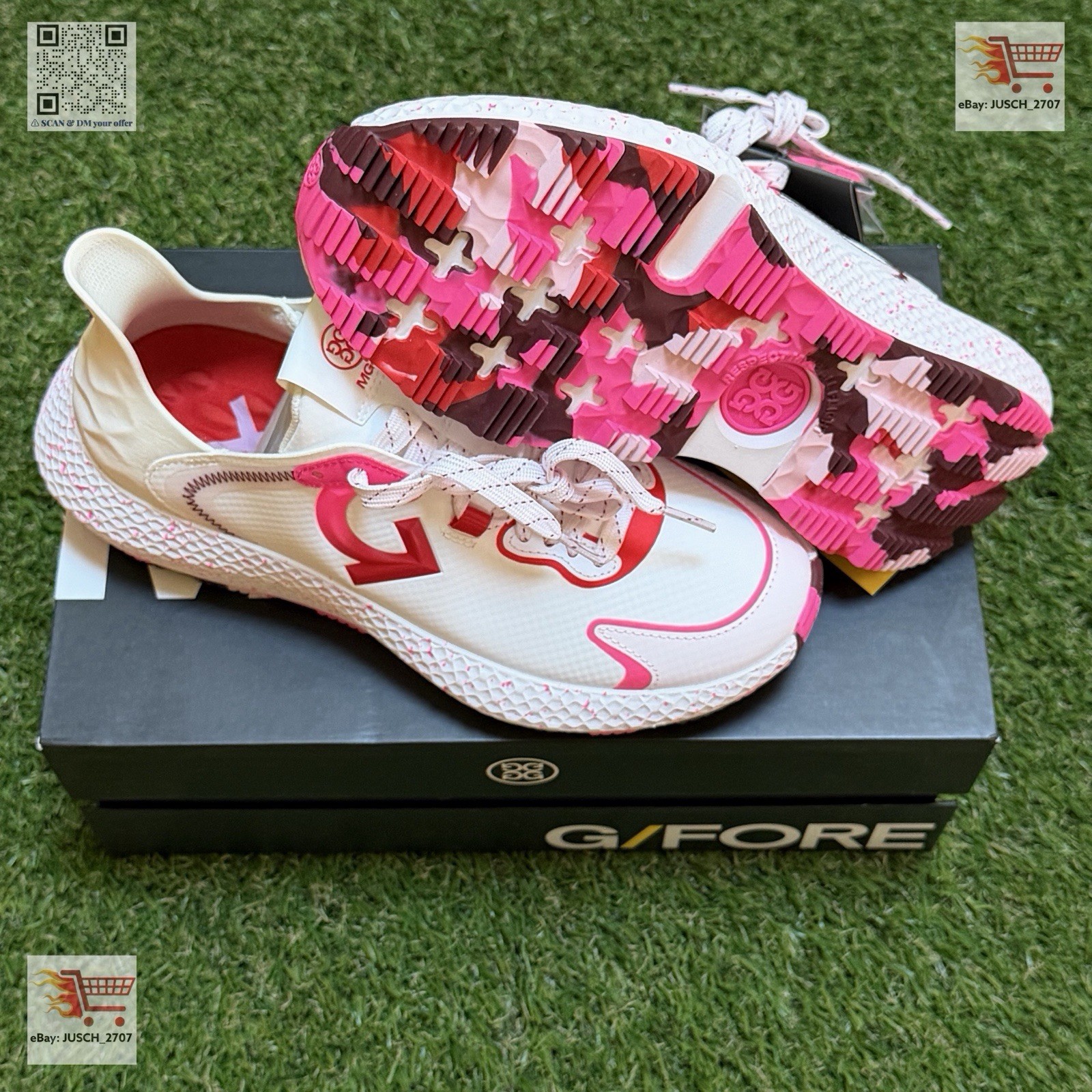G/Fore GFORE MG4x2 TPU Golf Shoe Sneakers ⛳️ LADIES 6.5 ⛳️ White Cherry Red Camo