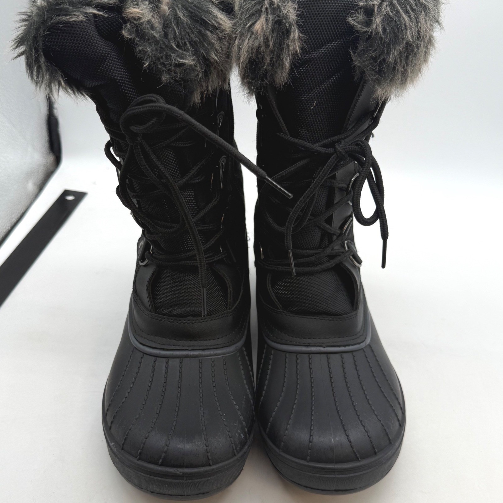 Dream Pairs Black Waterproof Faux Fur Insulated Winter Snow Boots Size 10