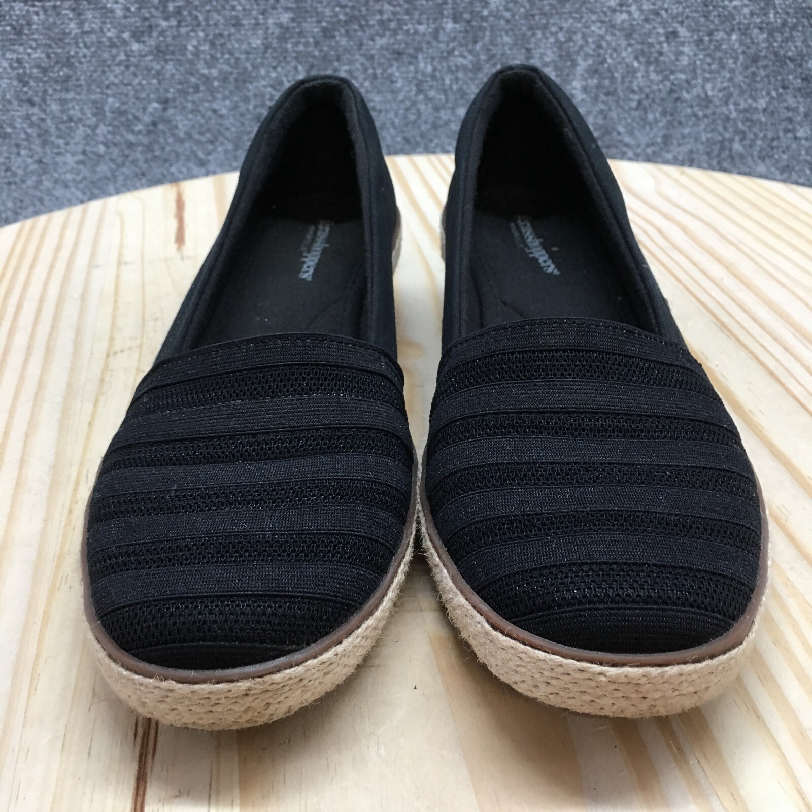Grasshoppers Shoes Womens 6.5 M Cleo Casual Slip On Wedge Loafer Black Fabric