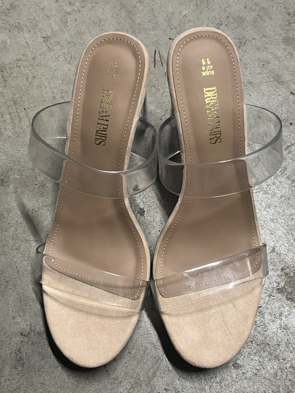 Dream Pairs Translucent Nude Clear 4.25” Block Heels Pumps Dress Sandals 11 / 43