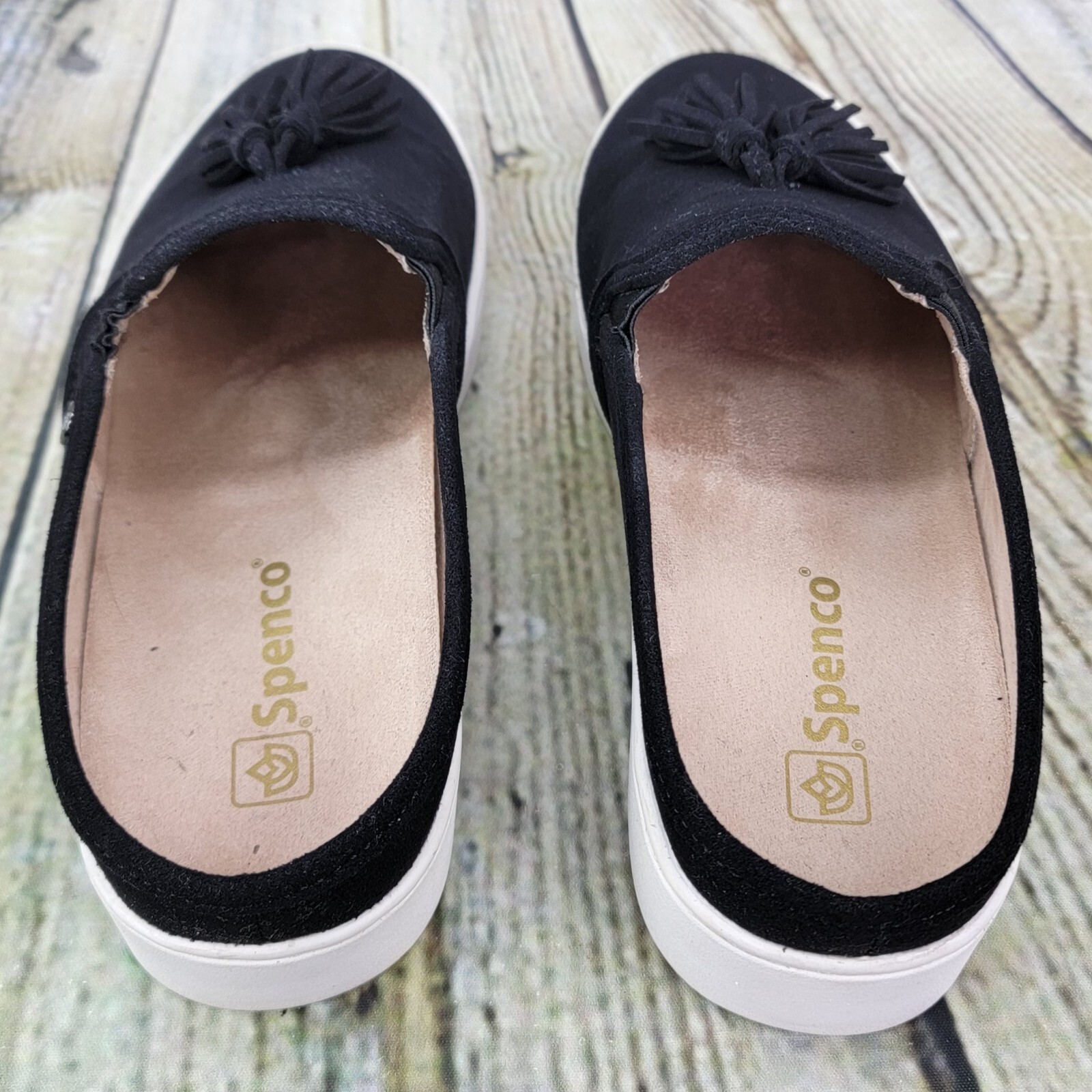 Spenco Celine Slide Slip On Sneakers Women’s 7.5 Black Orthotic Comfort Shoes