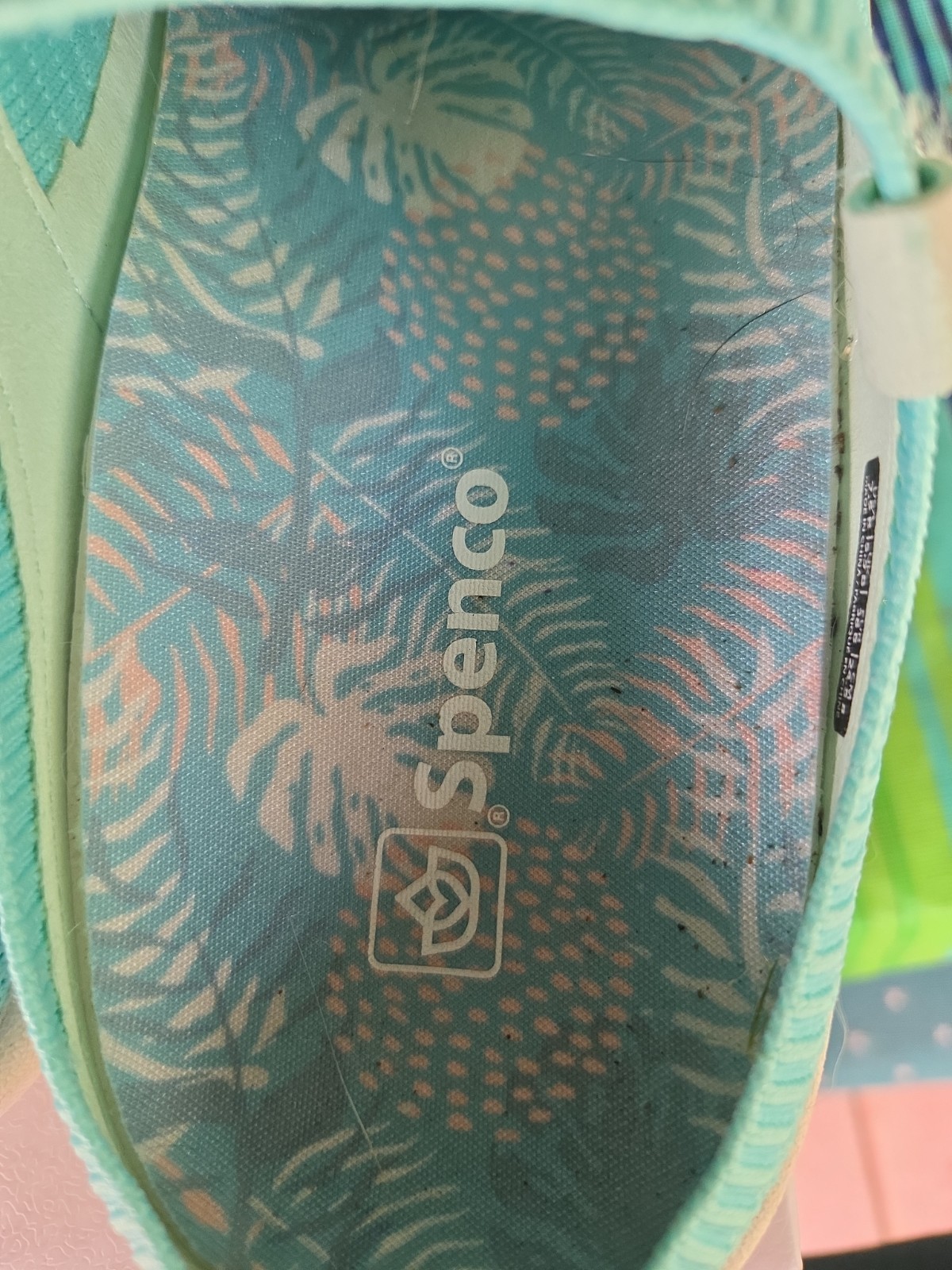 Spenco Blissful Slip On Mesh Slide Mules Blue Green Comfort Shoes Size 7.5