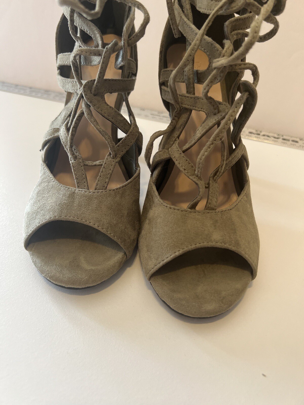 NEW YORK & COMPANY Women’s Size 7 Shoes Heels Zipper Ankle Strap Sandals Suede