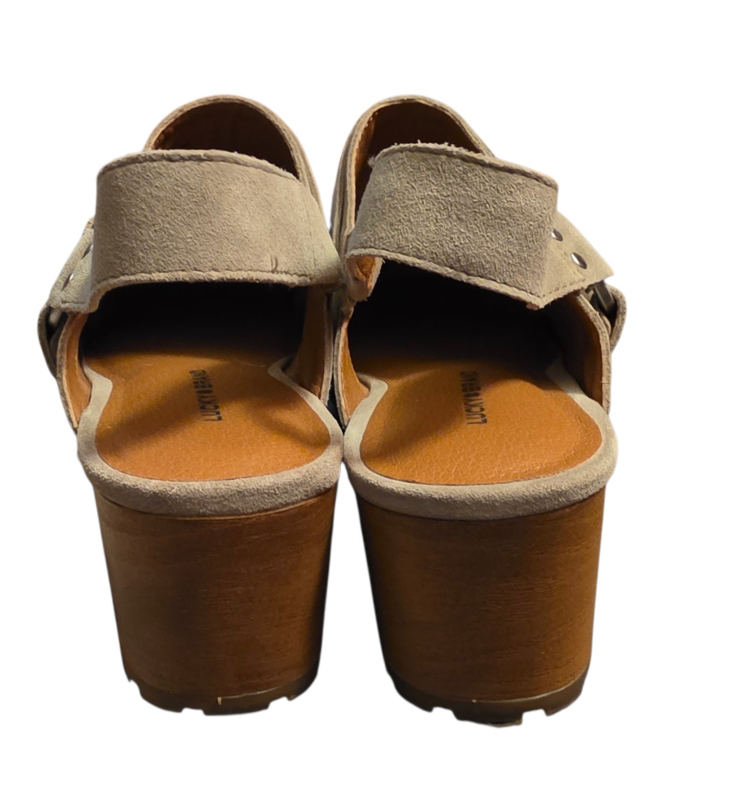 Lucky Brand Blaton Suede Studded Platform Clogs Women 9M Rock Boho Edgy Grunge