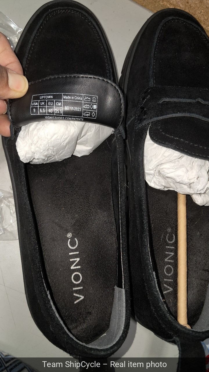 Vionic Uptown Loafers Black Suede Womens Size 9 Orthopedic Shoes SlipOns G2U