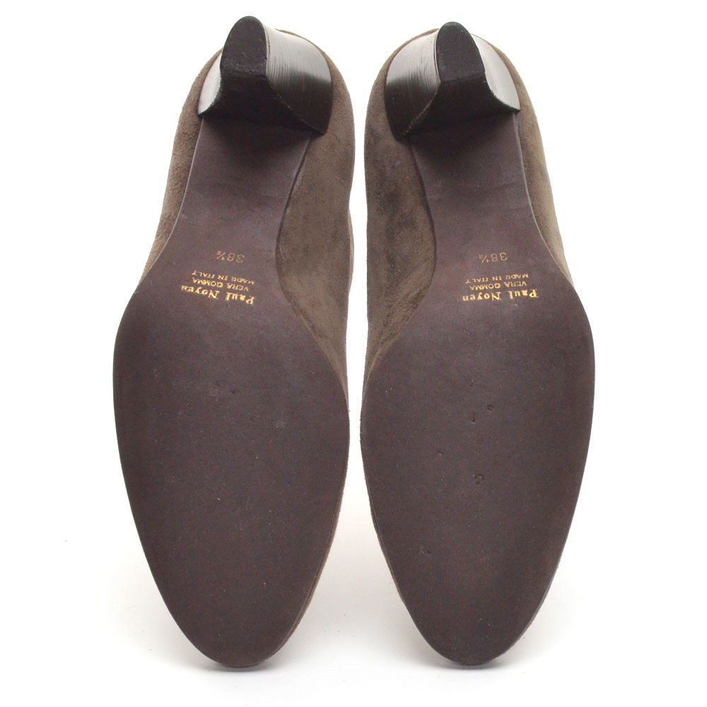 Paul Noyen Pumps Ladies size 38.5 / 8 M Round Toe Brown Suede Slip Heels Shoes