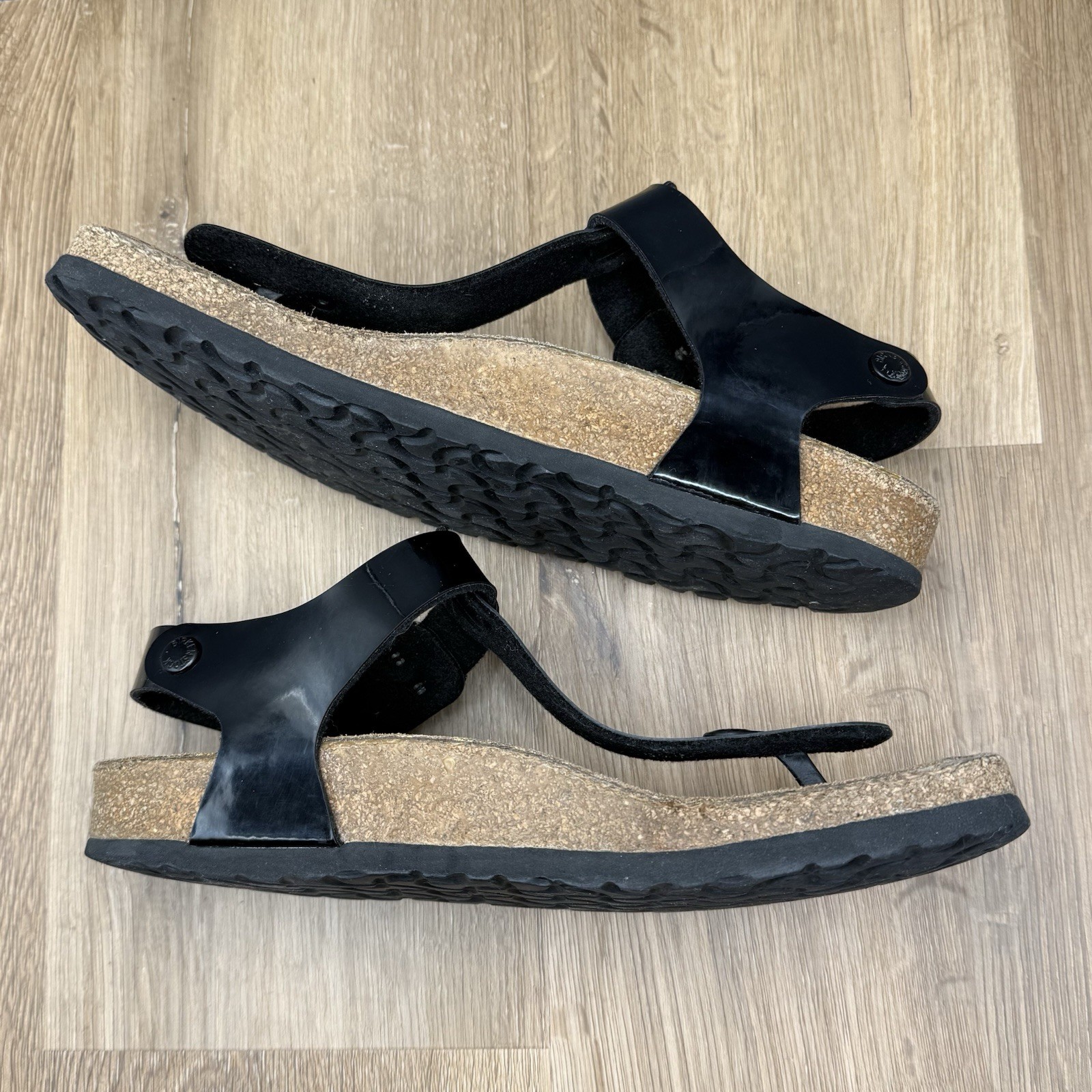 BIRKENSTOCK KAIRO BLACK PATENT LEATHER REGULAR/WIDE WIDTH LEATHER SANDALS SZ 41