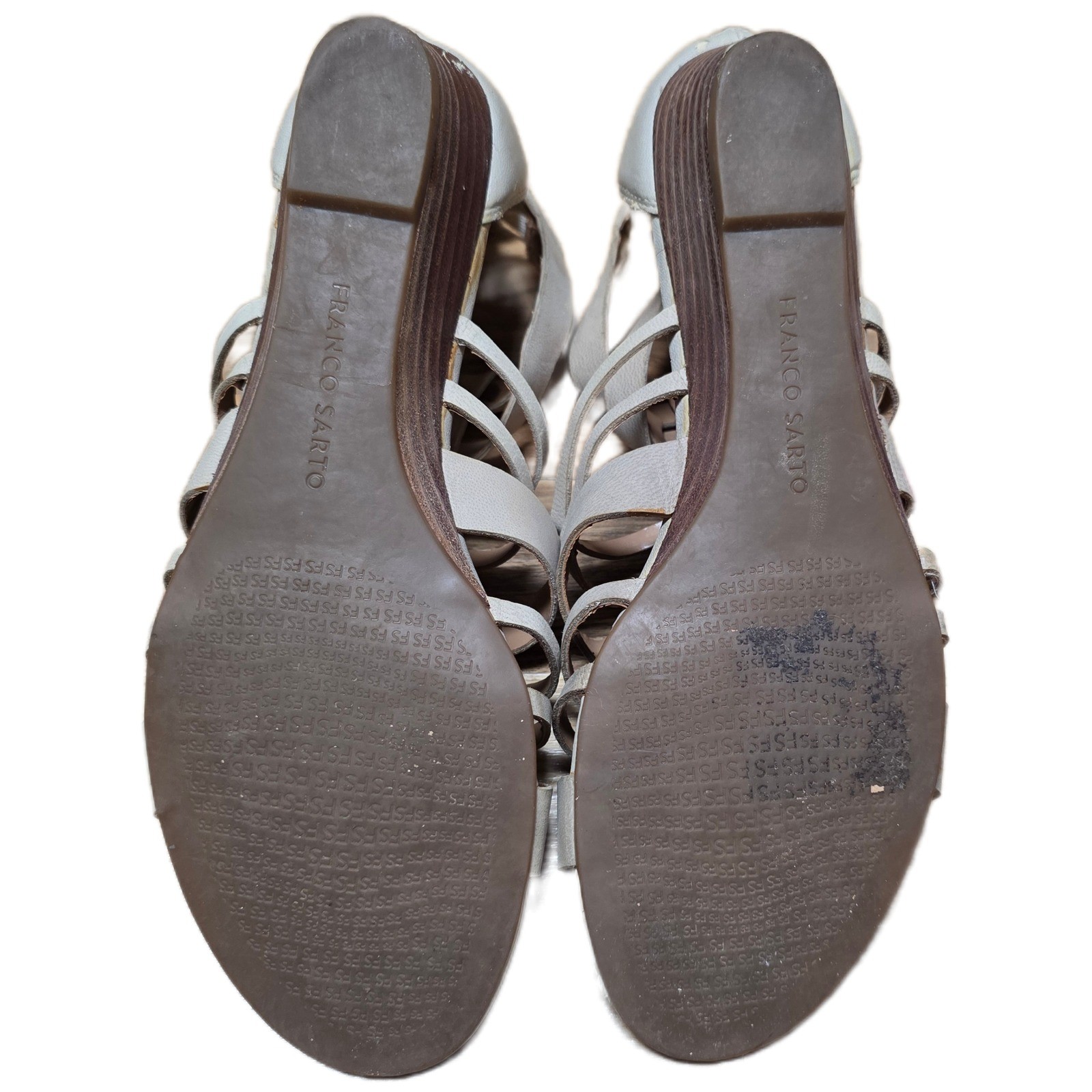 Franco Sarto Uzeta Gladiator Wedge Sandals Women’s Size 7.5 Beige Leather