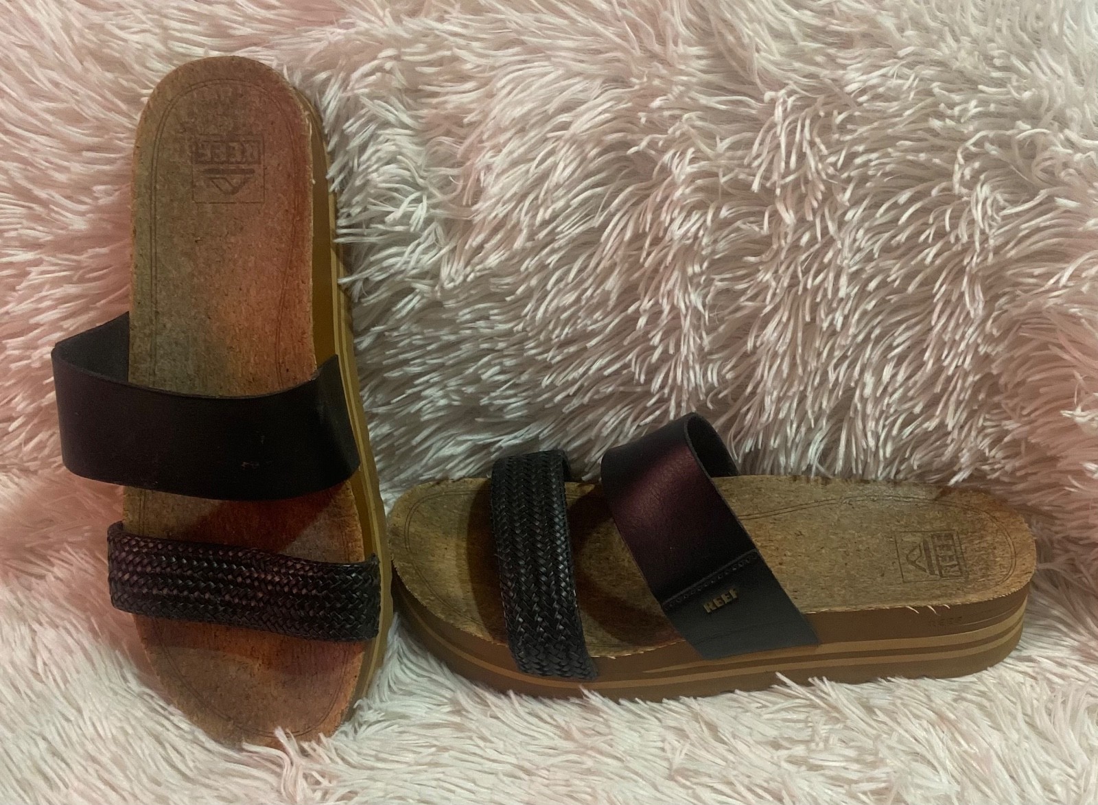 Reef CUSHION VISTA HI BLACK Platform Slide Sandals Women’s Size 9