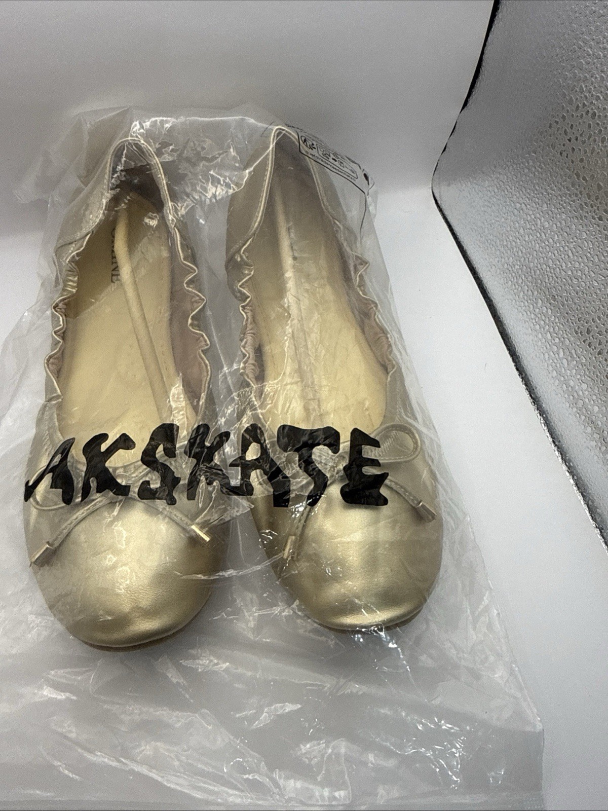 gold ballet flats