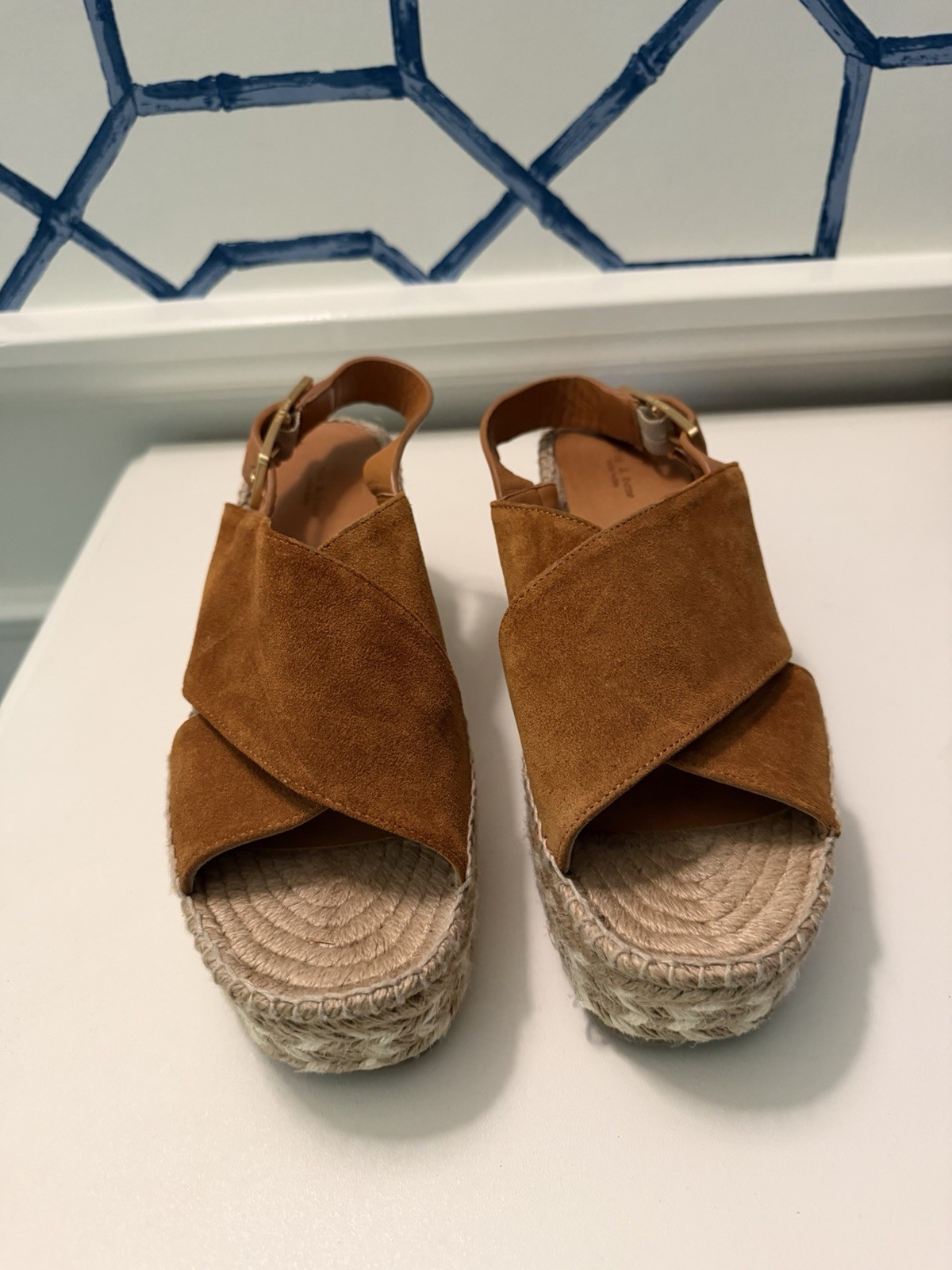 rag & bone Brown Suede Espadrille Wedge Sandals Ankle Strap Buckle 38