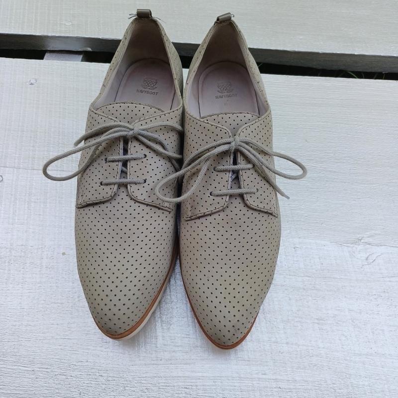 women navy boot heels grey leather 37.5 #B9RP