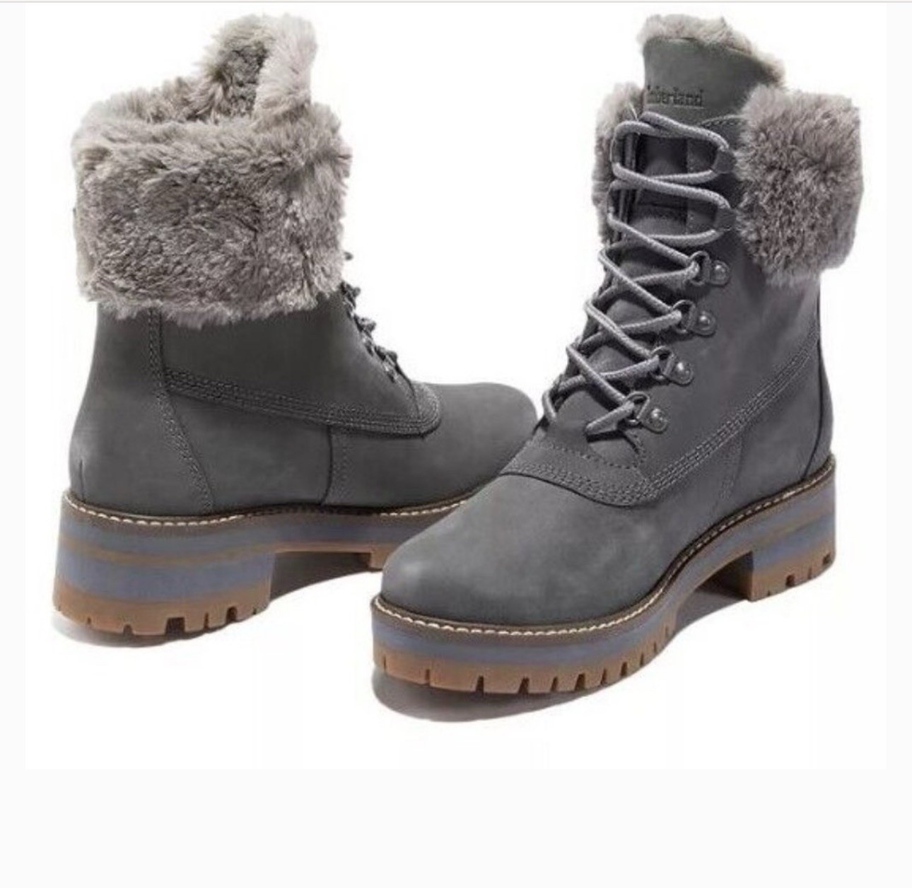 Timberland Courmay Valley 6 In WP Sherling Boot Medium Grey Nubuck Women’s 6.5