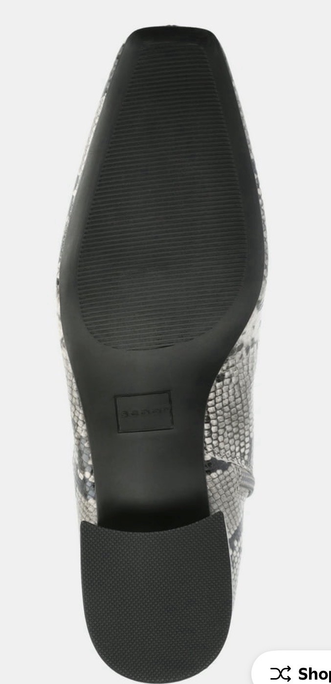 Scoop Block Heel Ankle Booties Black White Faux Snakeskin Side Zip Women Size 8