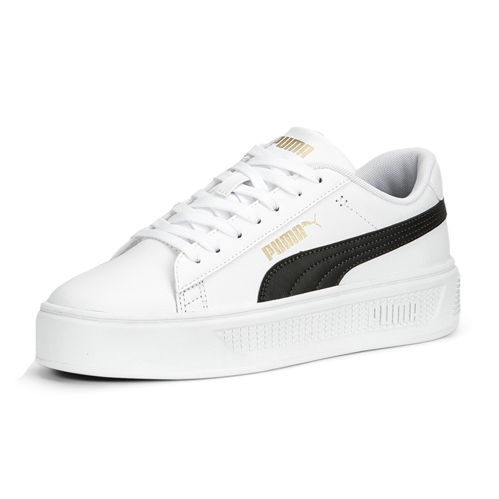 PUMA Smash V3 Platform Lace Up Womens White Sneakers Casual Shoes 39075804
