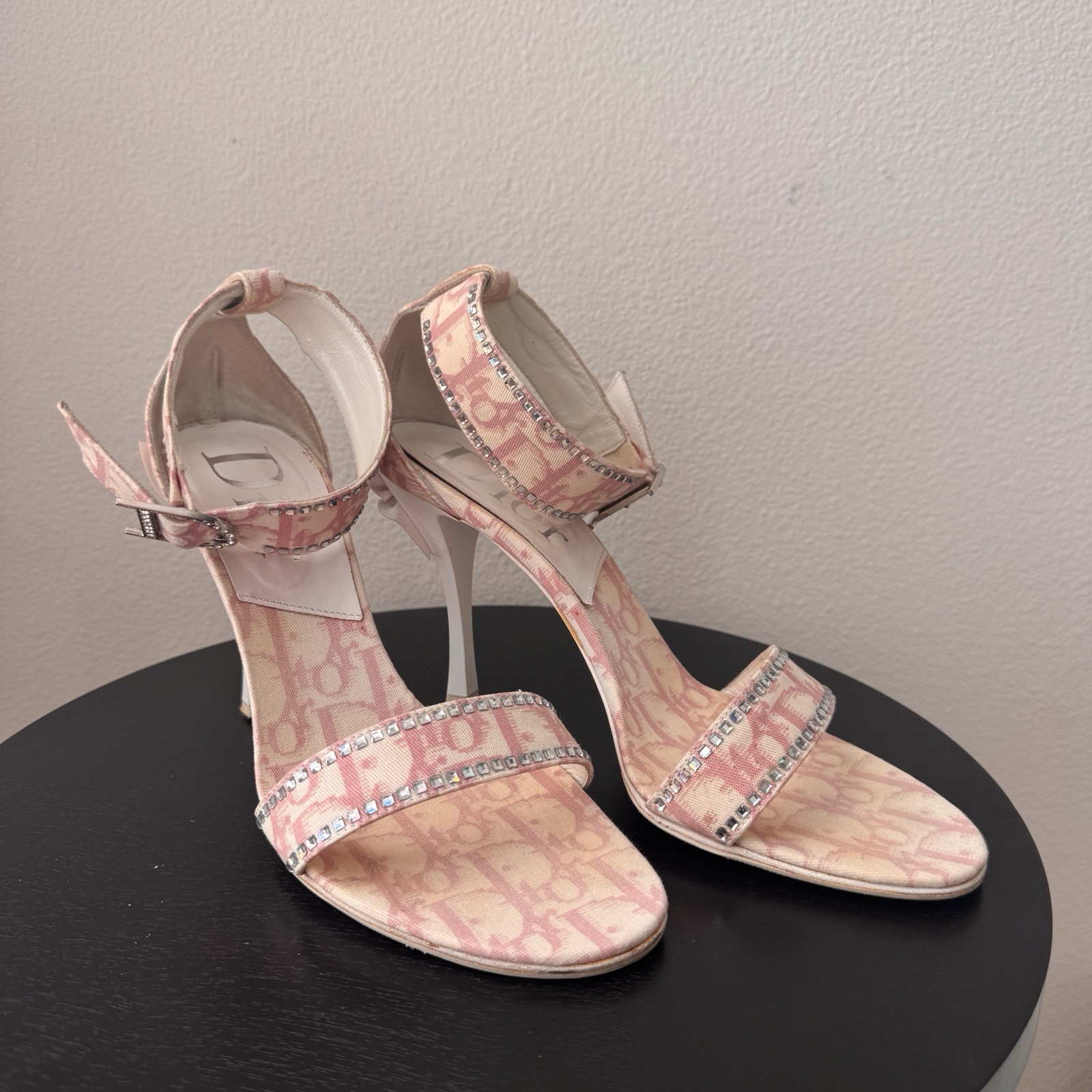 Authentic DIOR MONOGRAM GIRLY HEELS IN BABY PINK, Size 38/US 8