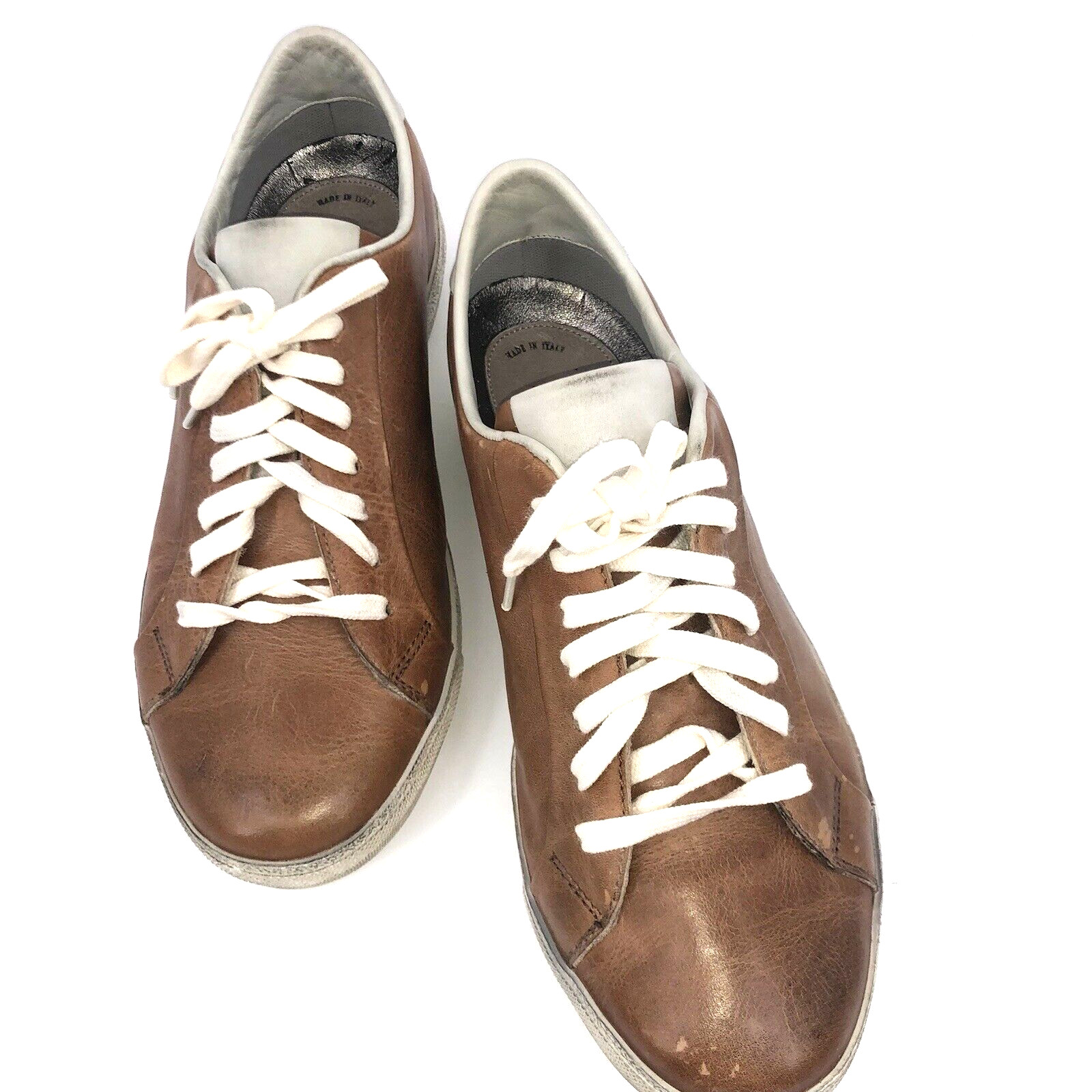 Just Cavalli Brown Leather Lace Up Unisex Shoes Sneakers Size US 7.5 EU 40