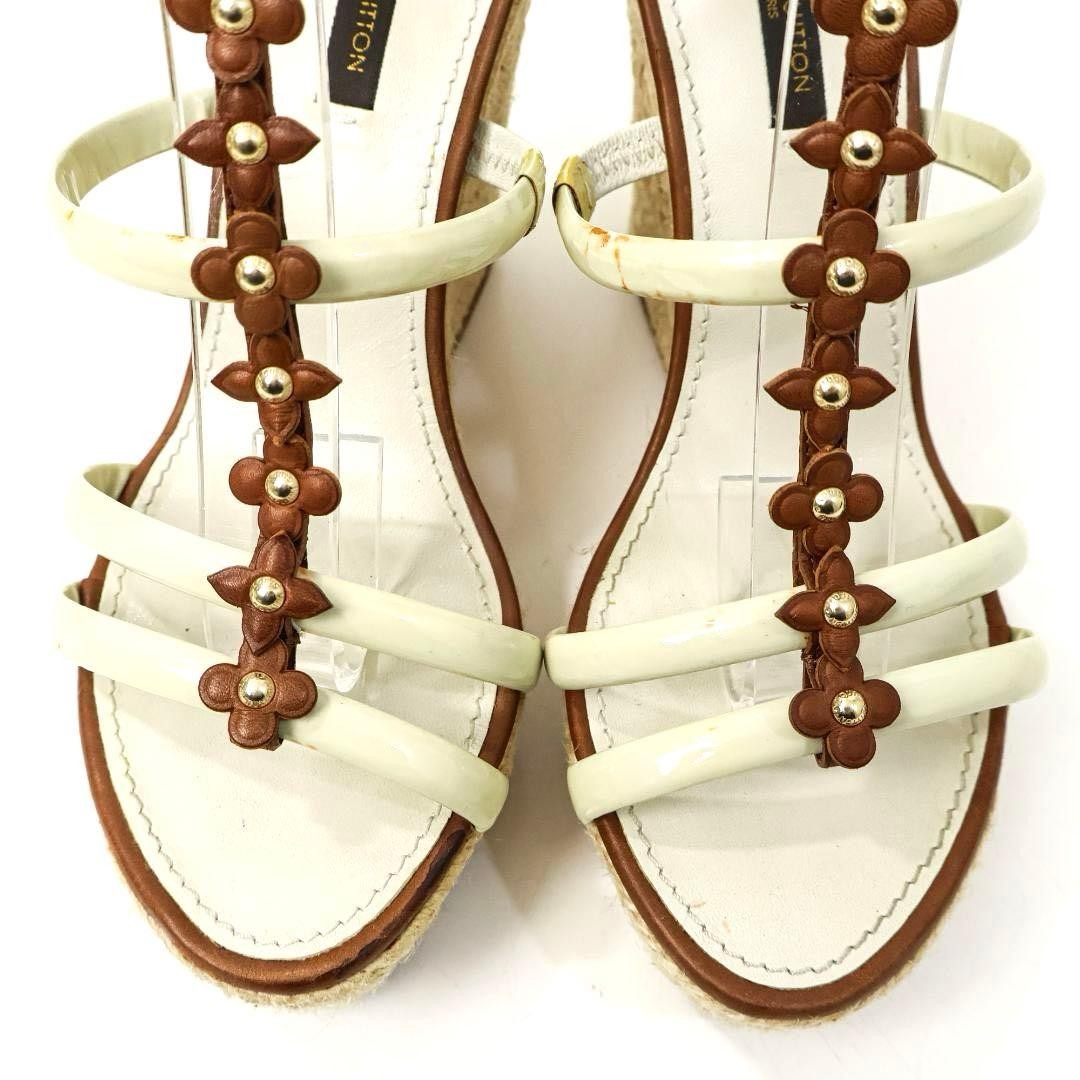 Louis Vuitton Sandals Shoes Monogram Flower EU 37 US 7 Off White Authentic