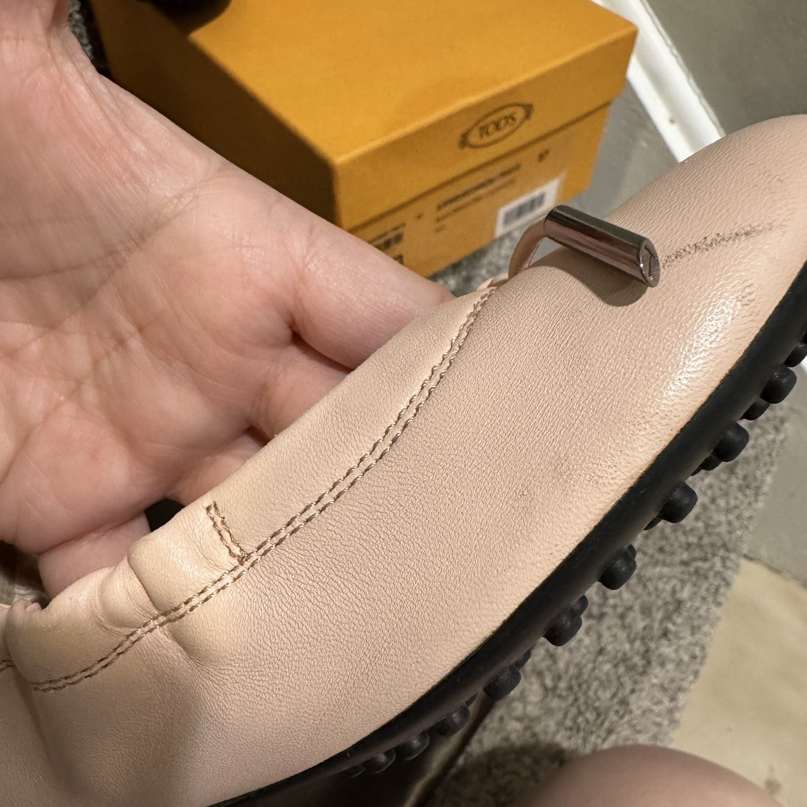 TOD’S Ballet Flats Womens Size 37 Leather Foldable Scrunch Ballerina Twee Pink