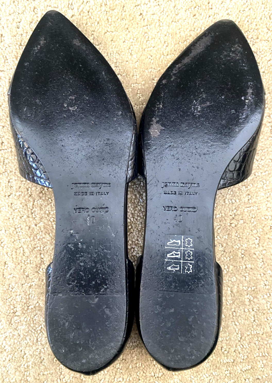 Jenni Kayne Croc Embossed Pointed Toe D’Orsay Flats Black Sz 40 US 9