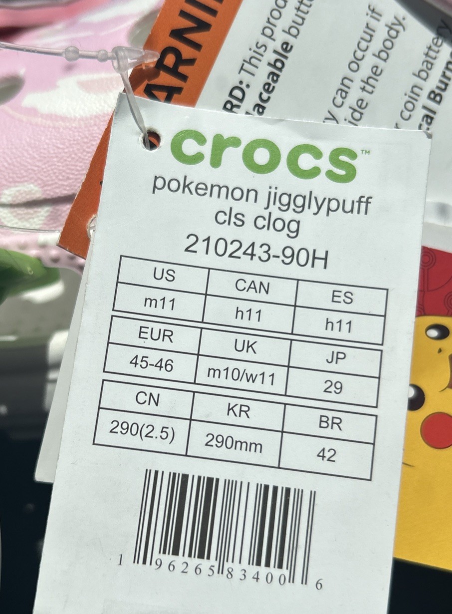 Crocs x Pokemon Classic Clog Pink Jigglypuff Light Up Unisex Size M11/W13
