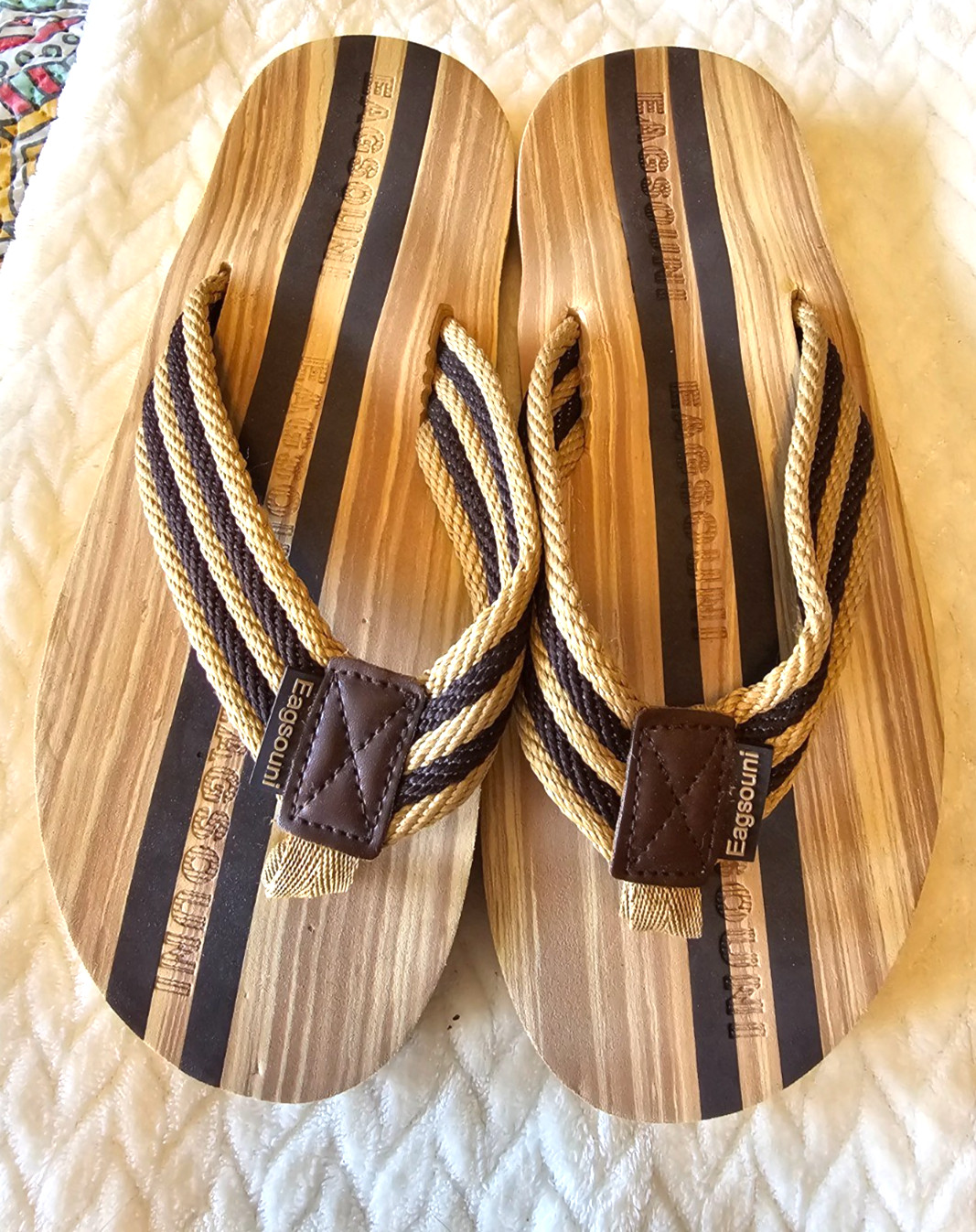 Eagsouni Unisex Flip Flops Casual Comfort Thong Sandals Brown Size 39