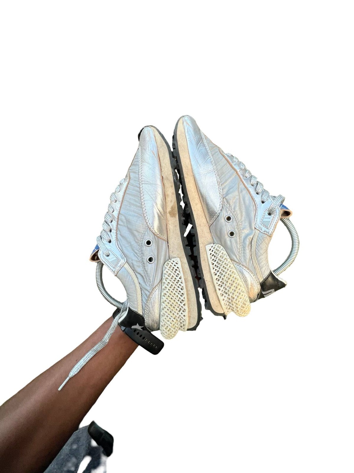 Golden Goose Marathon R Silver Metallic Sneakers EU 37 US 7 Made in Italy