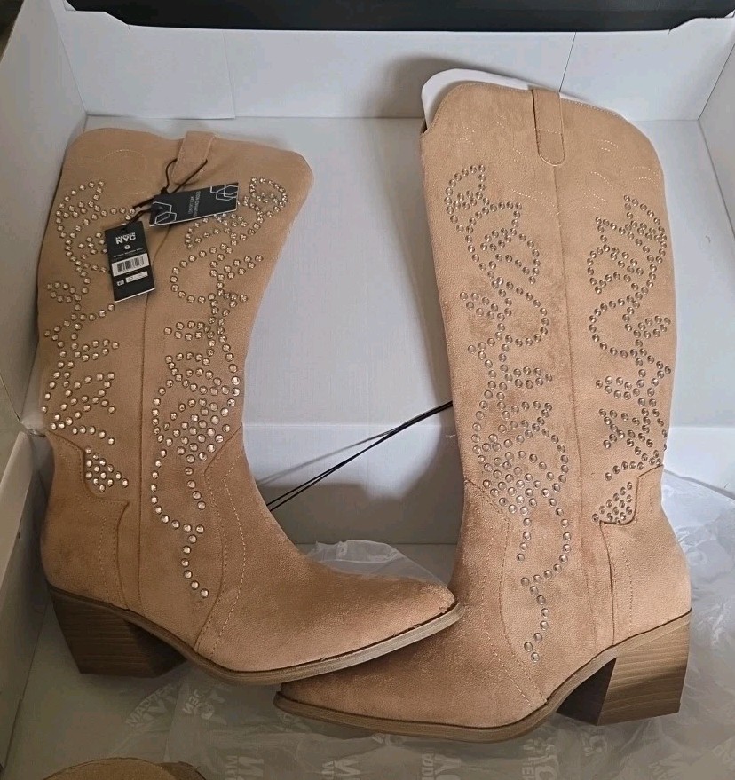 Steve Madden NYC Women’s Size 9 Embroidered Tall Glitter Western Boots