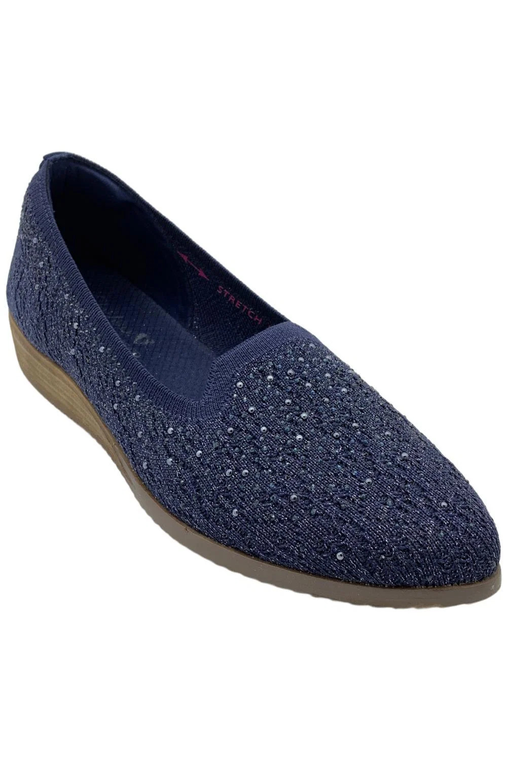 Skechers Women’s Cleo Sawdust Sparkle Knit Skimmers Twinkle Navy