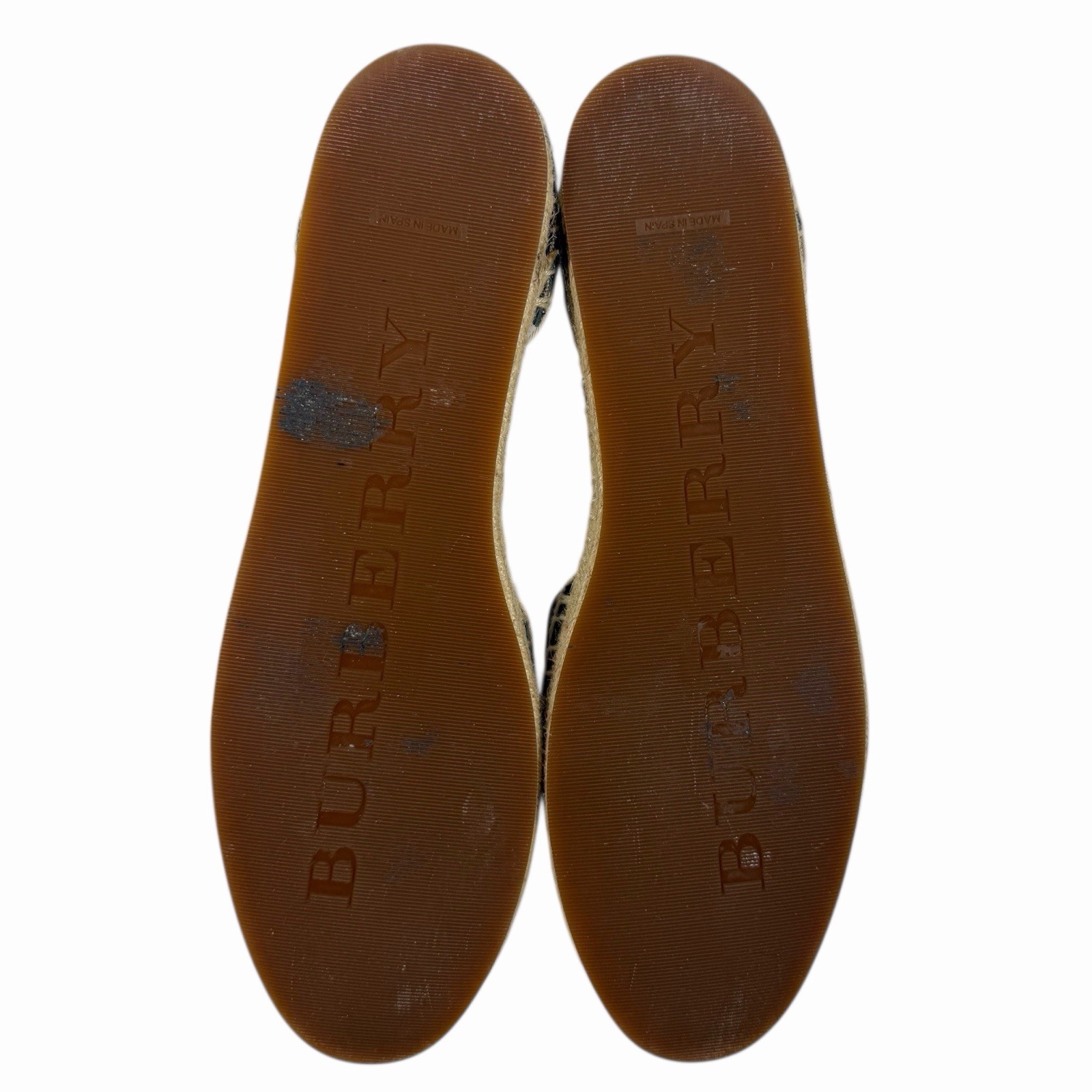 Burberry Abbington Nova Check Ankle Strap Espadrille Flats Black Women Size 41