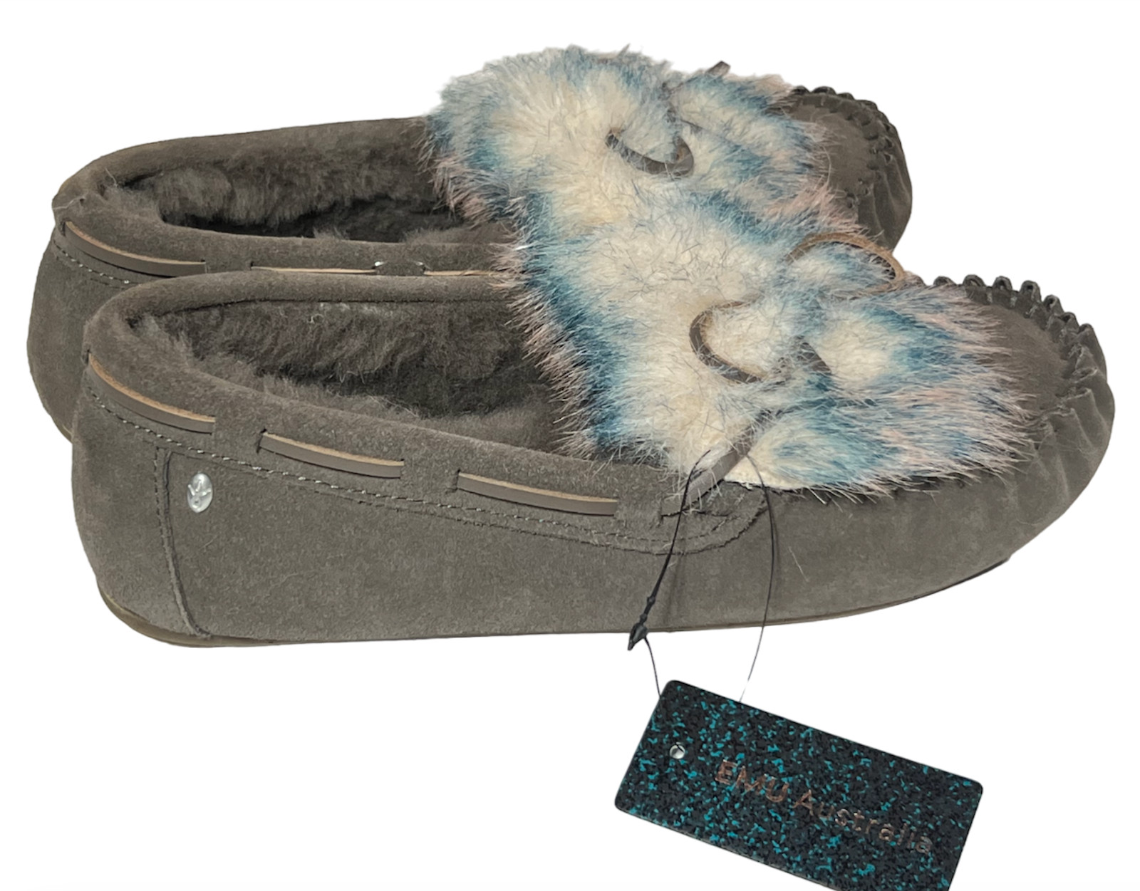 NEW EMU AUSTRALIA x ANTHROPOLOGIE GRAY LAVA AMITY MOCCASINS SLIPPERS SHOES 7