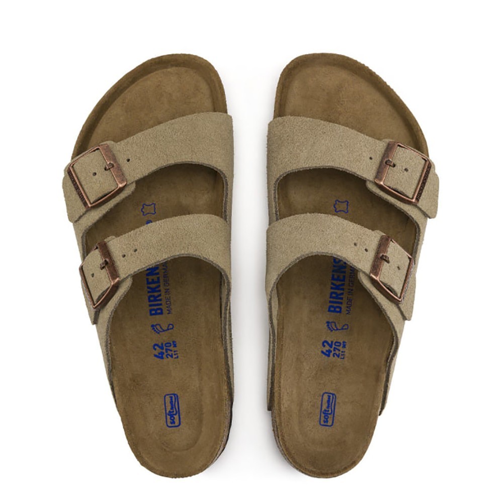 Birkenstock Arizona Suede Leather Soft Footbed Unisex Sandals – Taupe