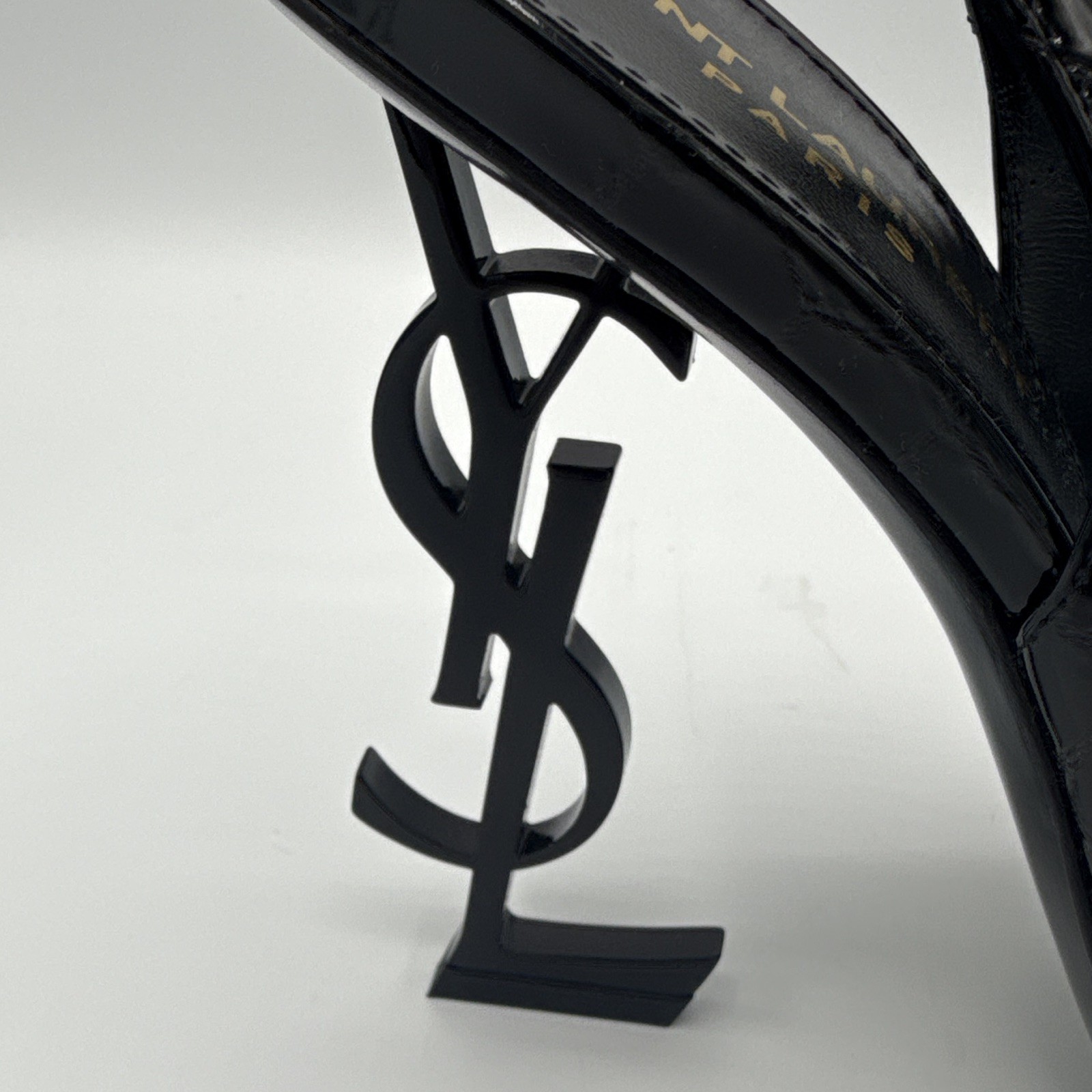 Saint Laurent Black Croc Embossed Leather Slingback Pointed Toe Heels – EU 39.5
