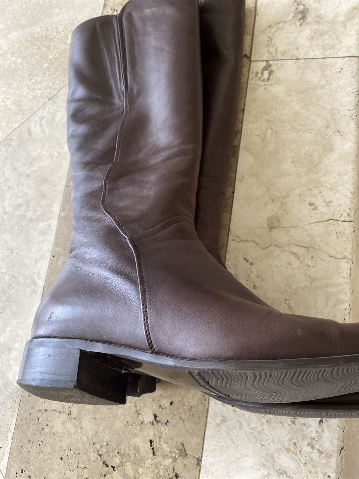 Russell & Bromley Womens Knee High Brown Leather Boots Sz 39.5US 8.5 Made Italy