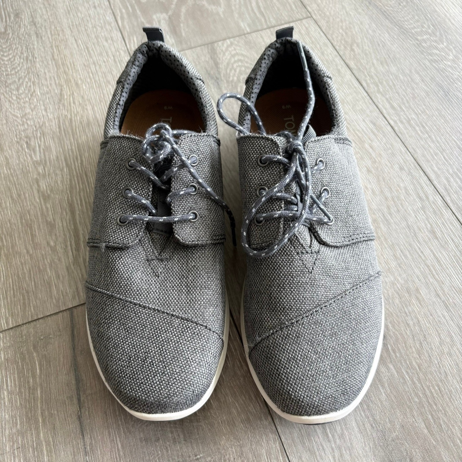 TOMS Del Rey Womens Sneakers Gray Lace Up Casual Shoes 10010856 Size 9