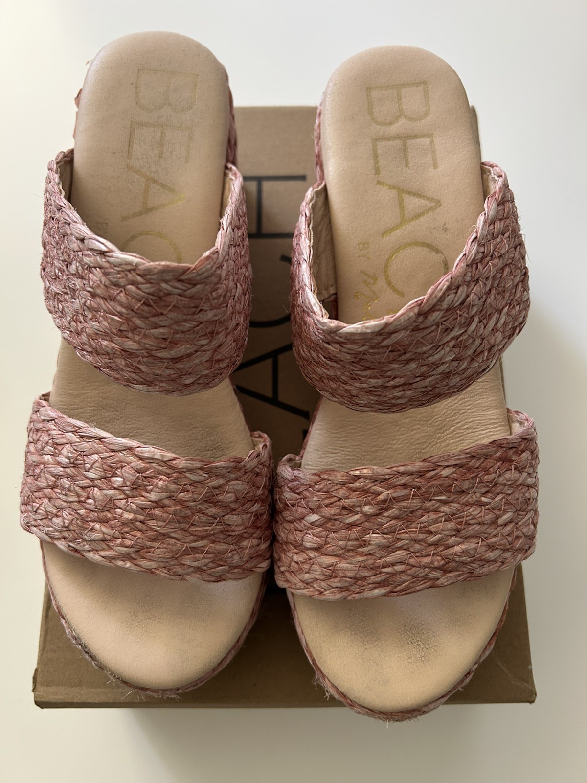 BEACH BY MATISSE OCEAN AVE ESPADRILLE SLIDE SANDALS ROSE WOMENS SZ 9