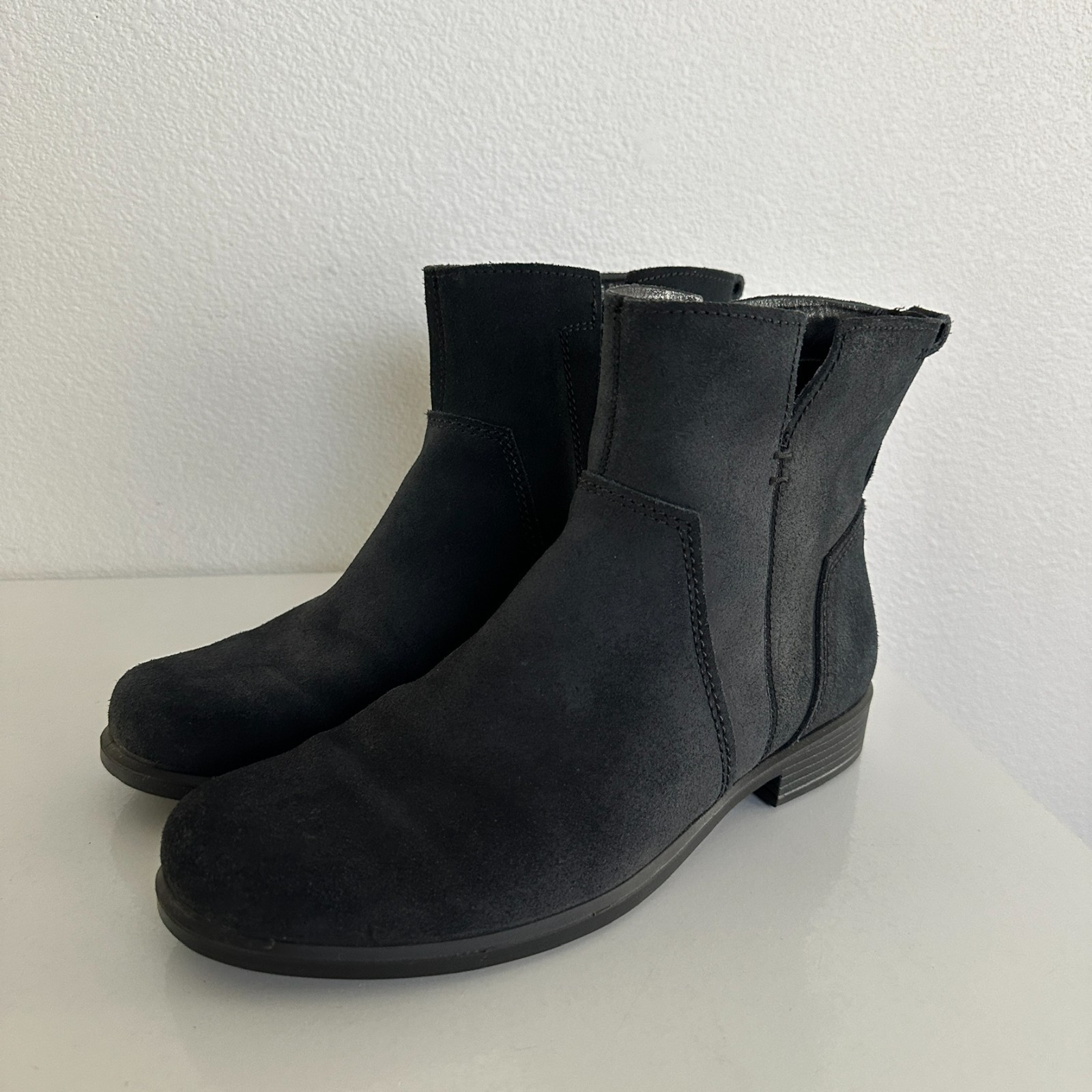 ECCO Touch 15 Black Leather Side Zip Ankle Boots Winter Women’s EU 40 US 9.5
