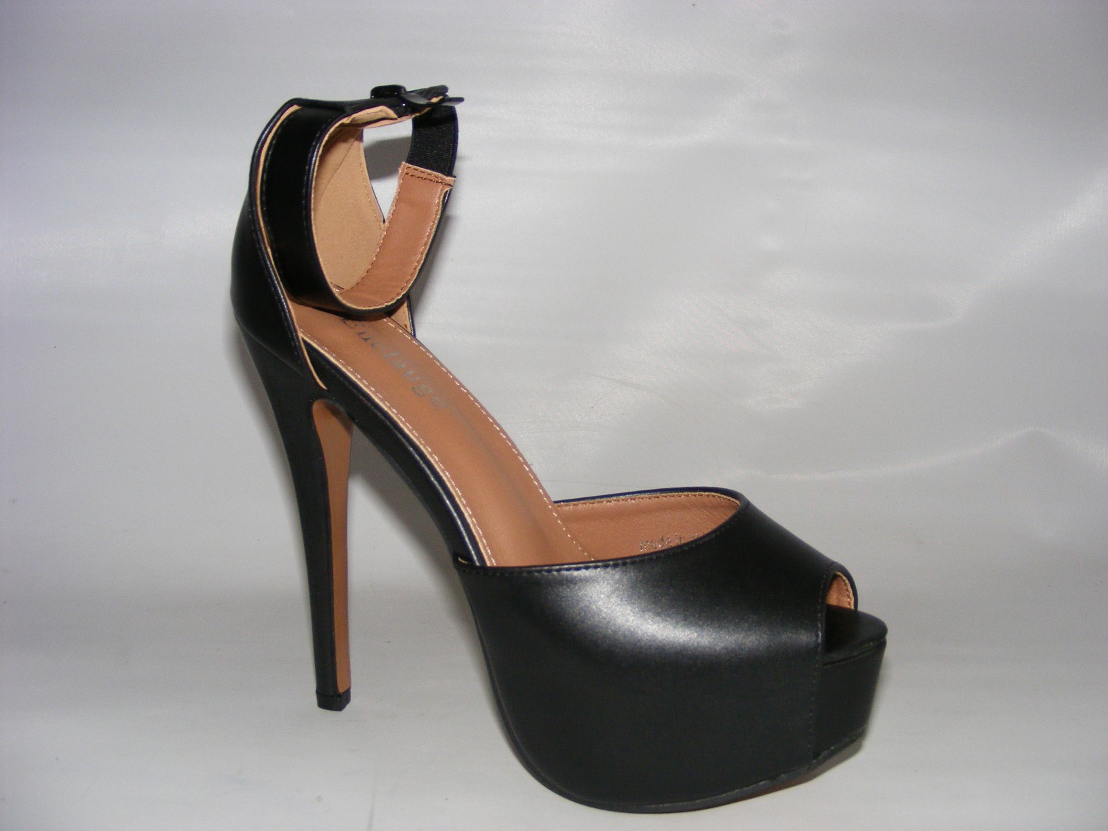 Enelauge Women’s 8 M Black 5″ High Stiletto Platform Heels Ankle Straps Zip Peep