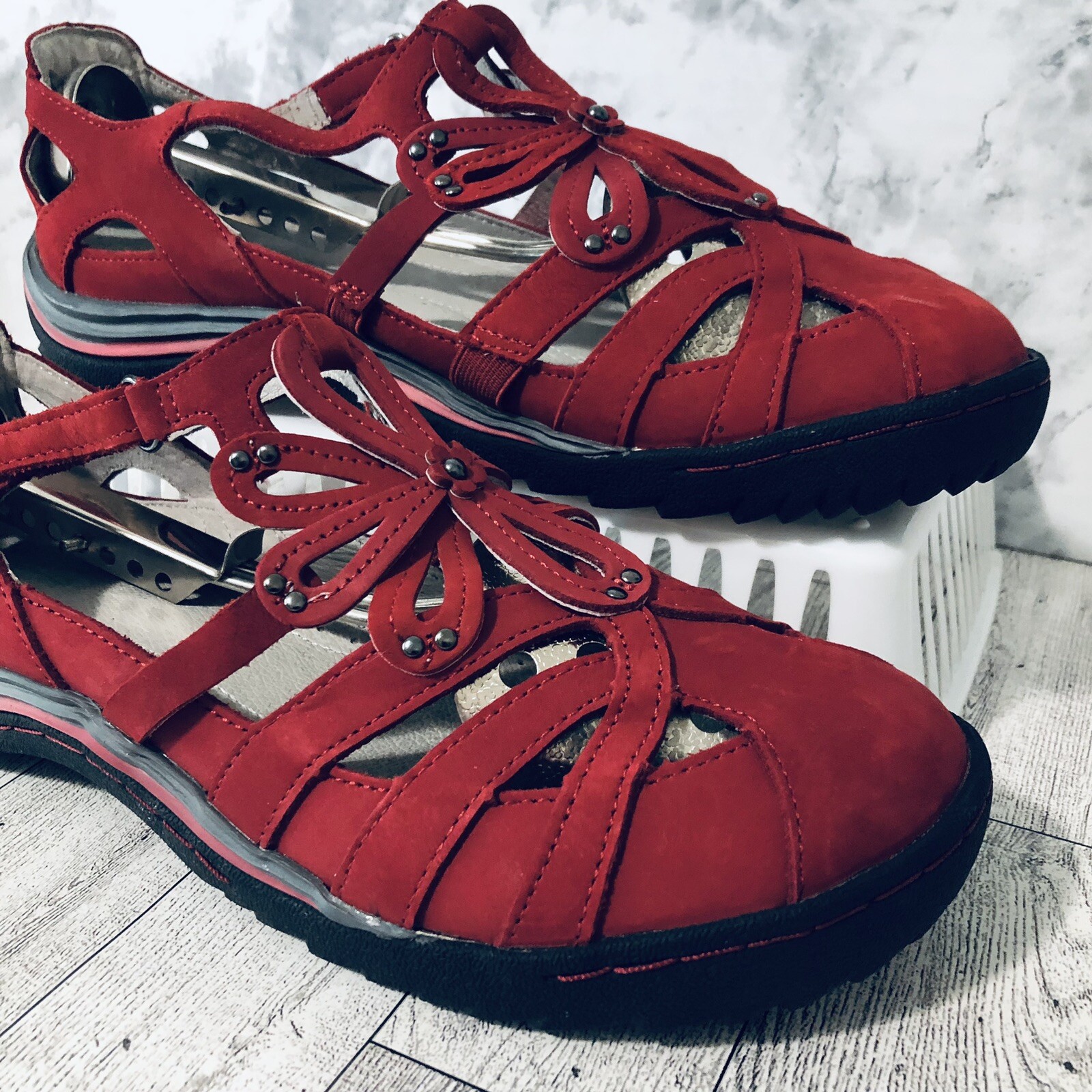Jambu Abby Mary Jane Womens Shoes Size 8 Red Memory Foam Footbed